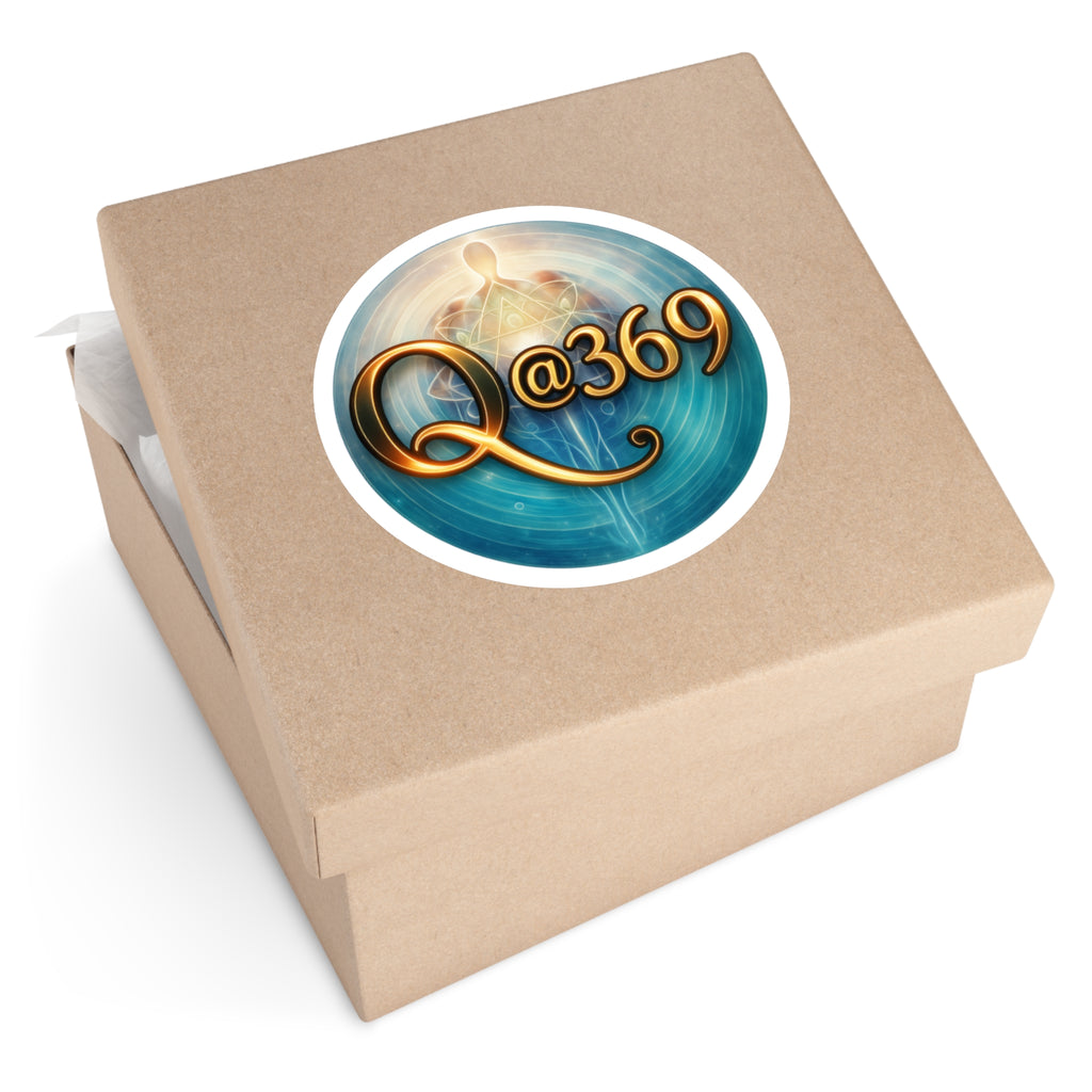 Q@369 Spiritual Logo Round Sticker — Metaphysical Chakra Artwork (Indoor/Outdoor)