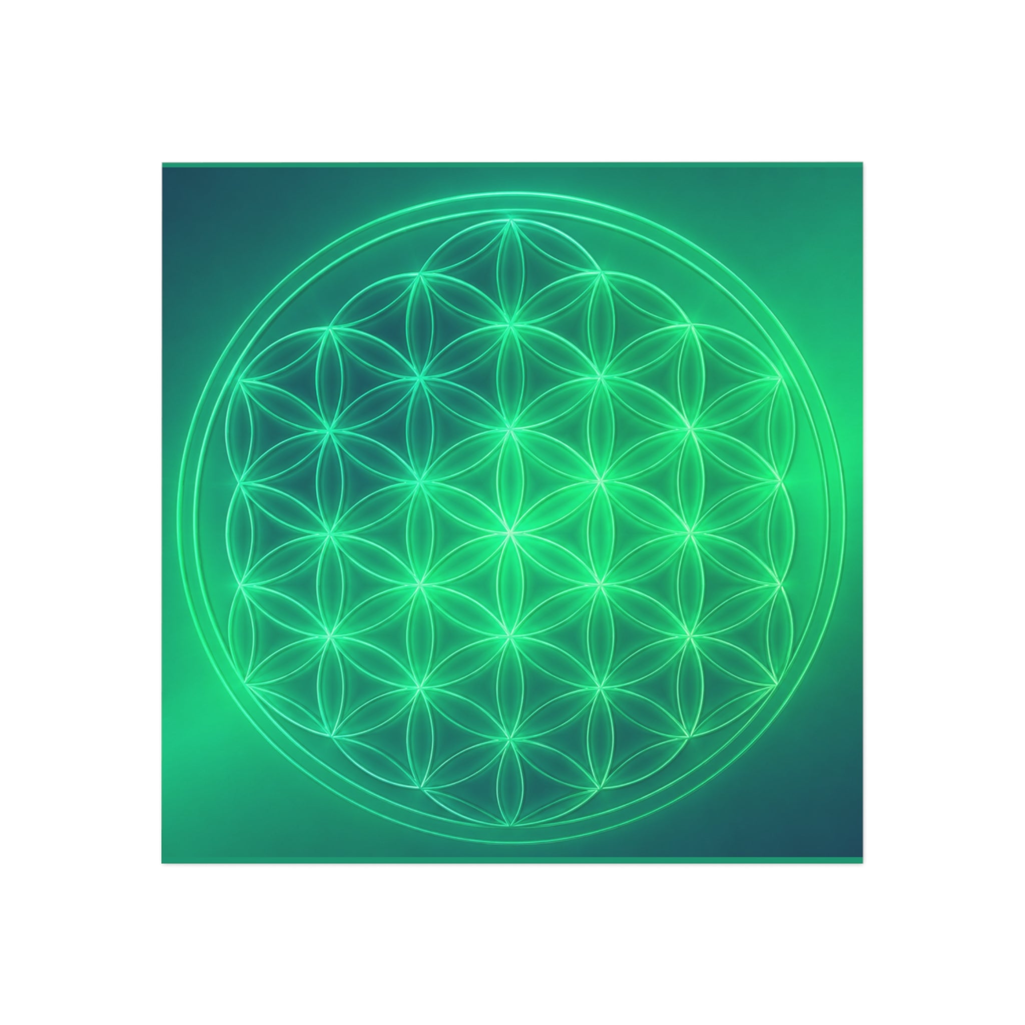 Flower of Life Green Square Magnet — Sacred Geometry Refrigerator Magnet