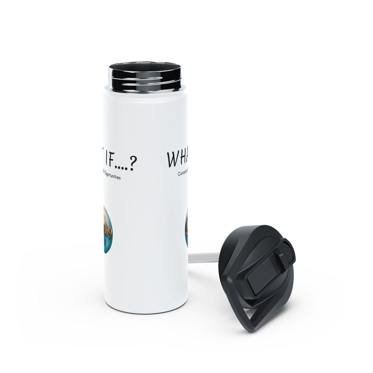 Stainless Steel Water Bottle — "What If...?" Inspirational Travel Bottle