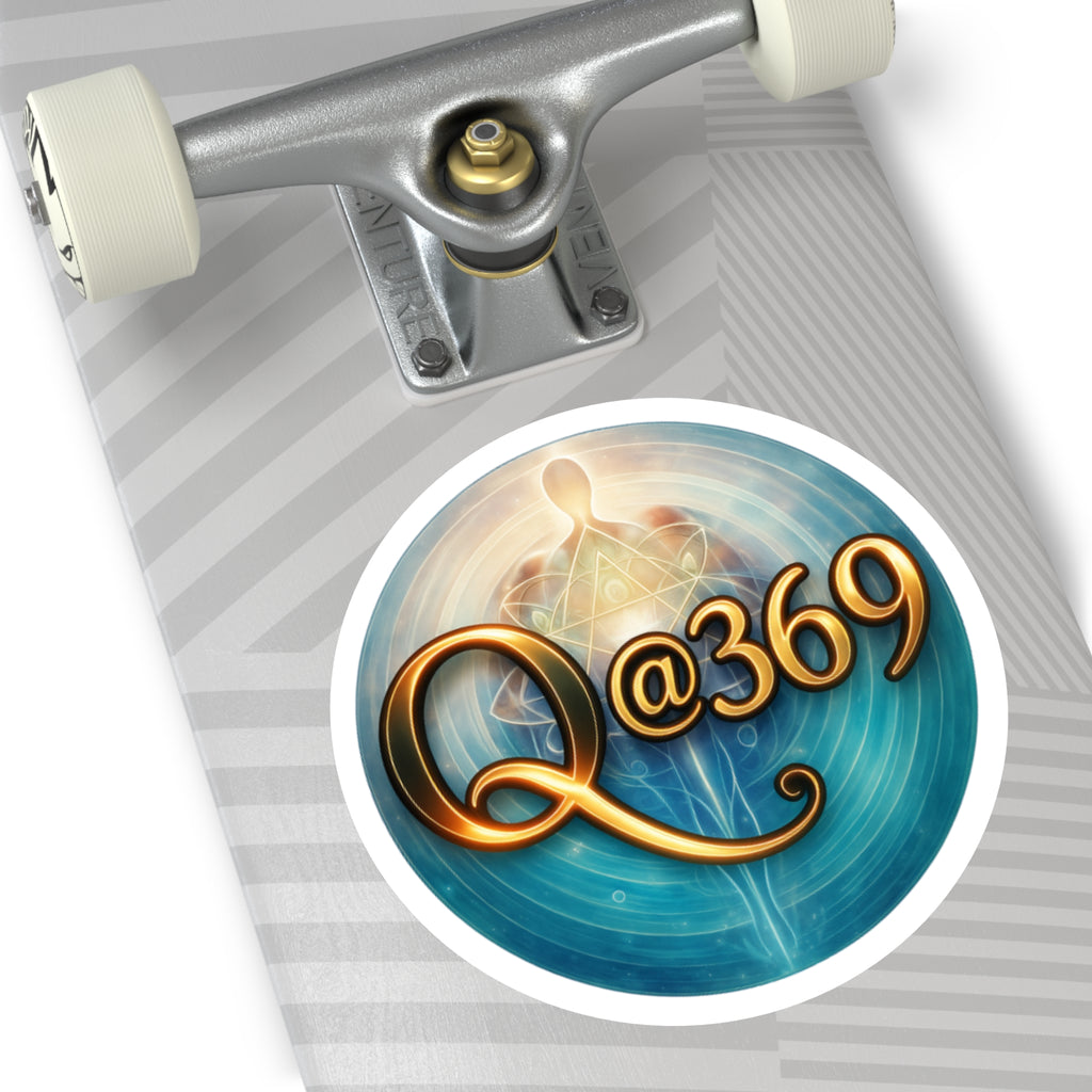 Q@369 Spiritual Logo Round Sticker — Metaphysical Chakra Artwork (Indoor/Outdoor)