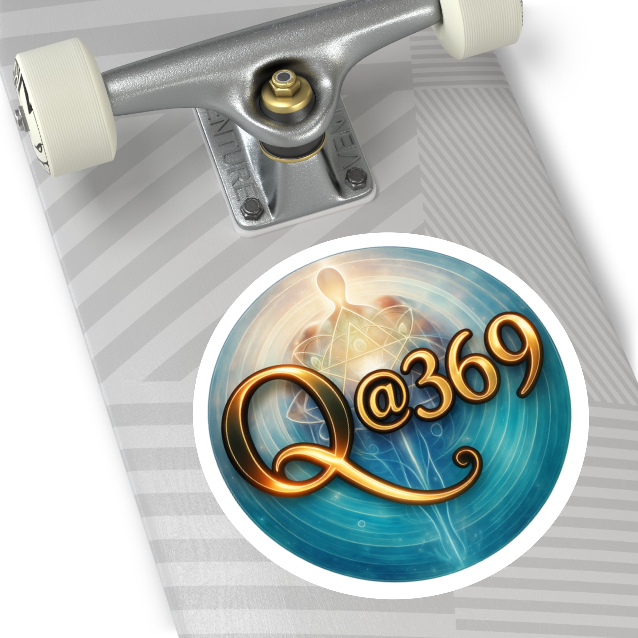 Q@369 Spiritual Logo Round Sticker — Metaphysical Chakra Artwork (Indoor/Outdoor)