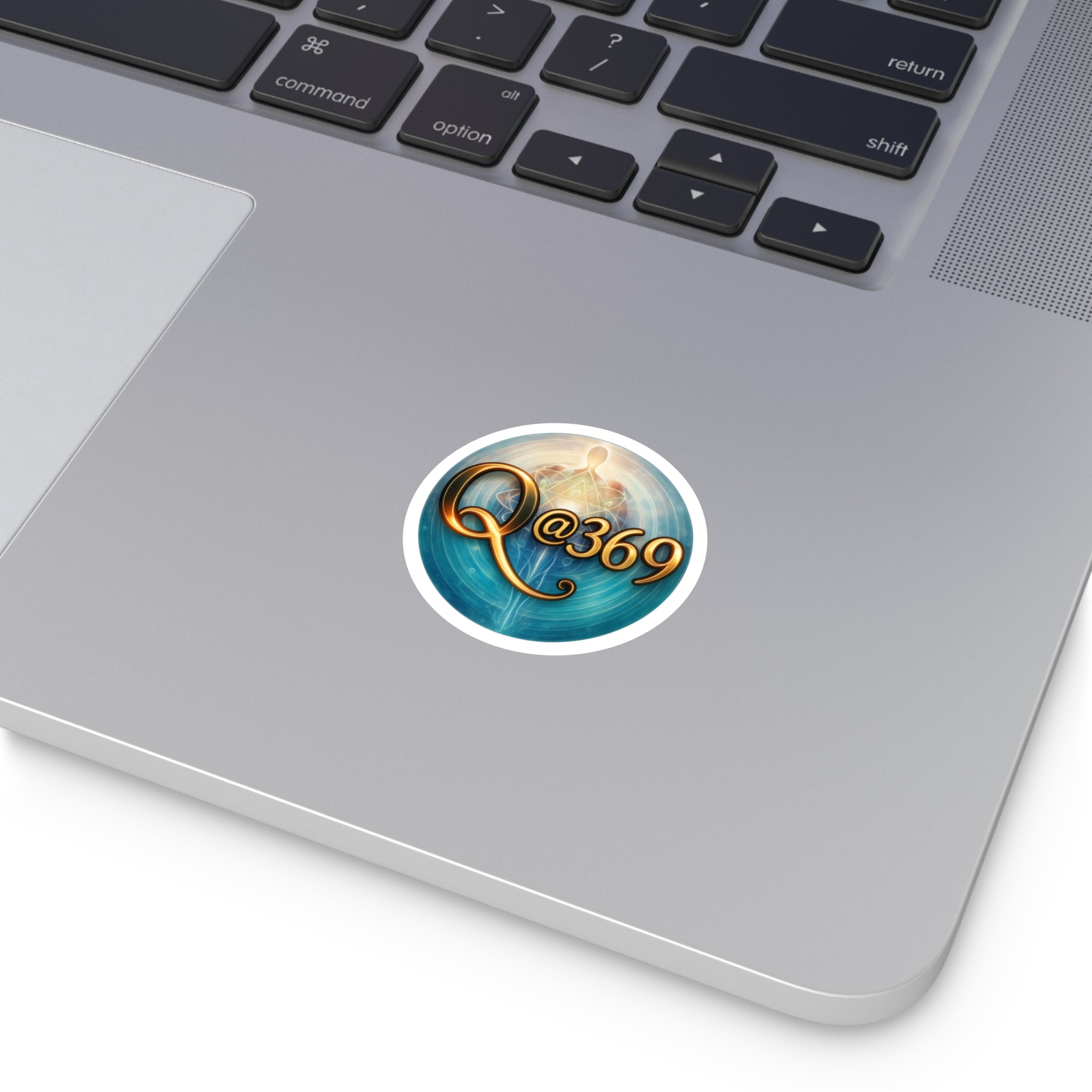 Q@369 Spiritual Logo Round Sticker — Metaphysical Chakra Artwork (Indoor/Outdoor)