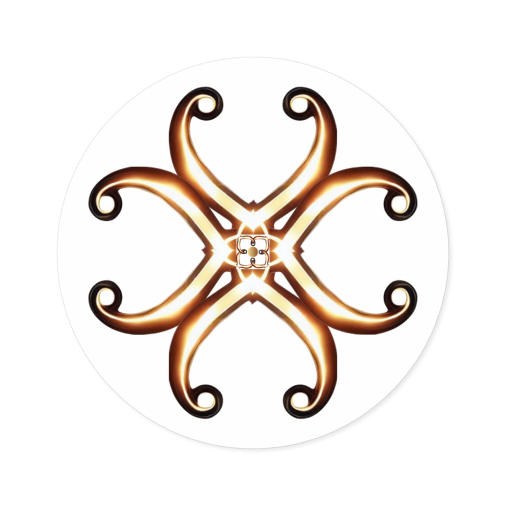 Honey-Gold Fleur Round Sticker — Decorative Laptop & Gear Decal