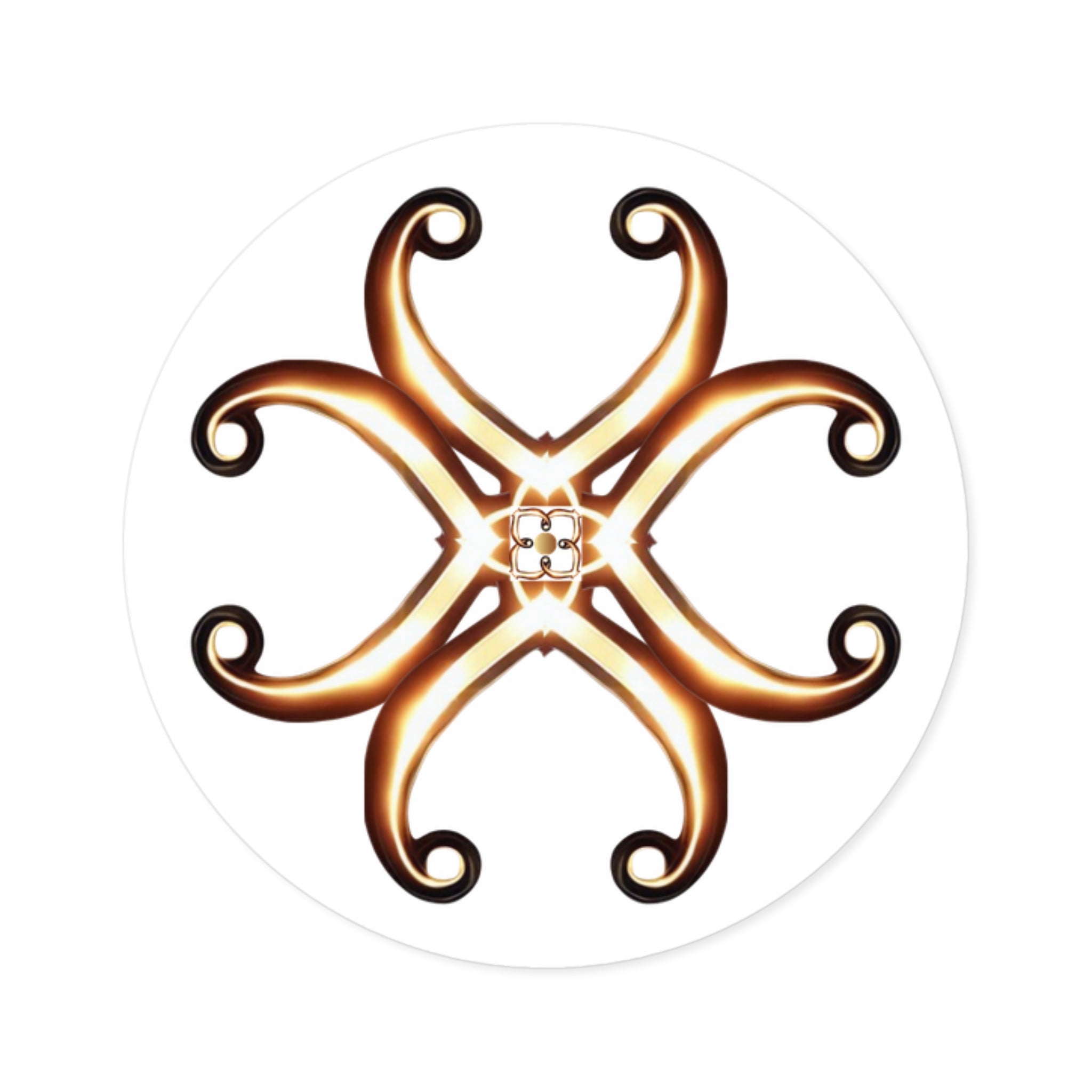 Honey-Gold Fleur Round Sticker — Decorative Laptop & Gear Decal