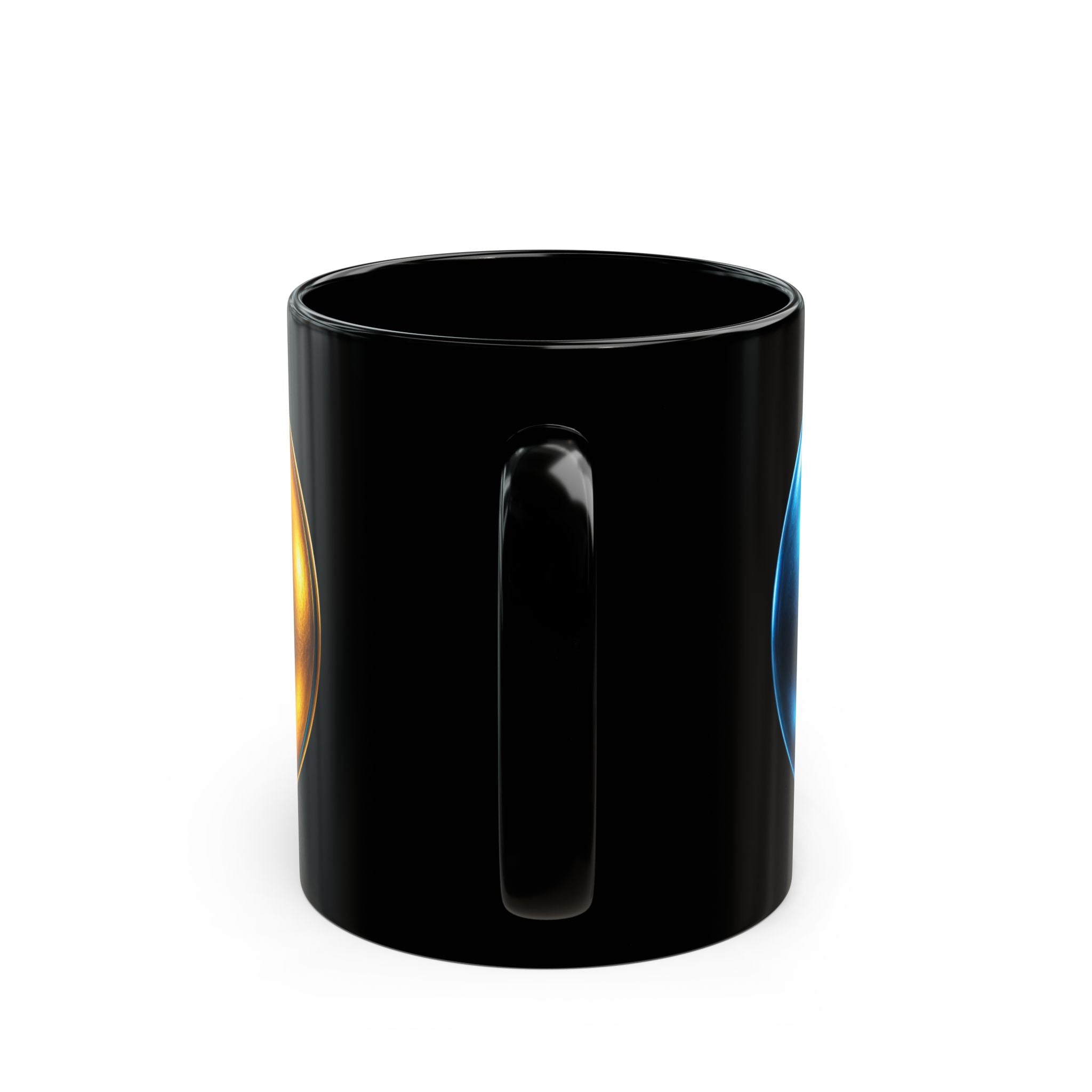 Yin Yang Metallic Blue & Gold Ceramic Mug (11oz, 15oz) — Spiritual Balance Gift