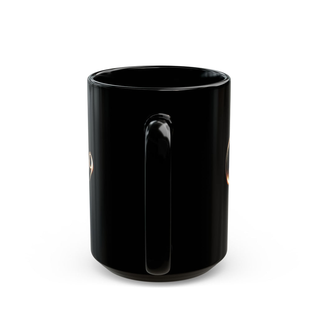 Q@369 Black Ceramic Mug — Elegant Gold Script Coffee Cup (11oz & 15oz)