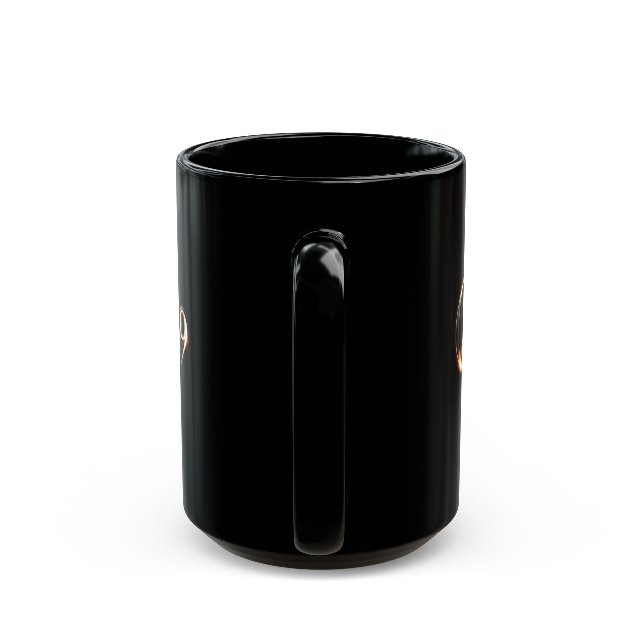 Q@369 Black Ceramic Mug — Elegant Gold Script Coffee Cup (11oz & 15oz)