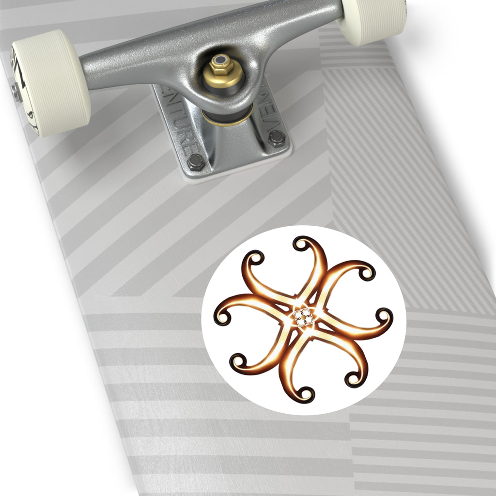Honey-Gold Fleur Round Sticker — Decorative Laptop & Gear Decal