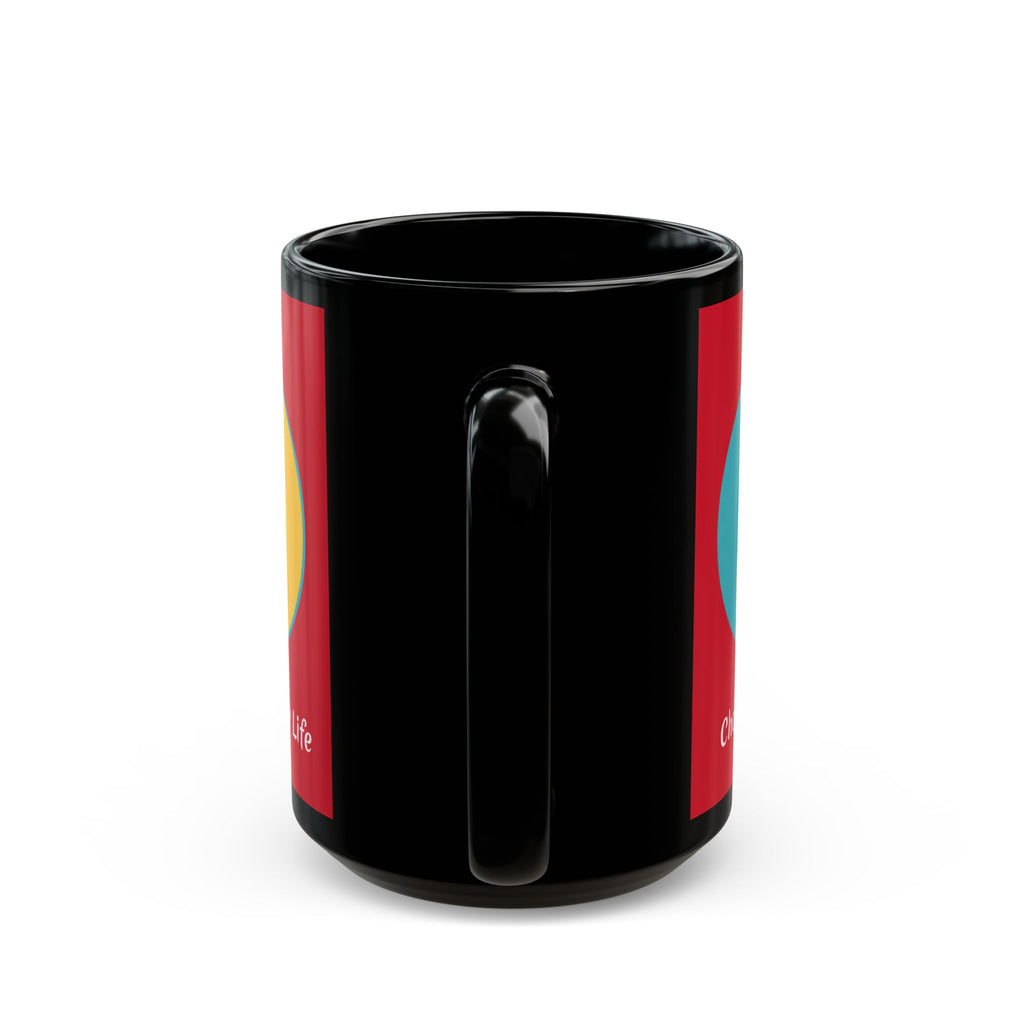 Positive Yin-Yang Black Mug — "Live a Positive Life" Motivational Coffee Cup
