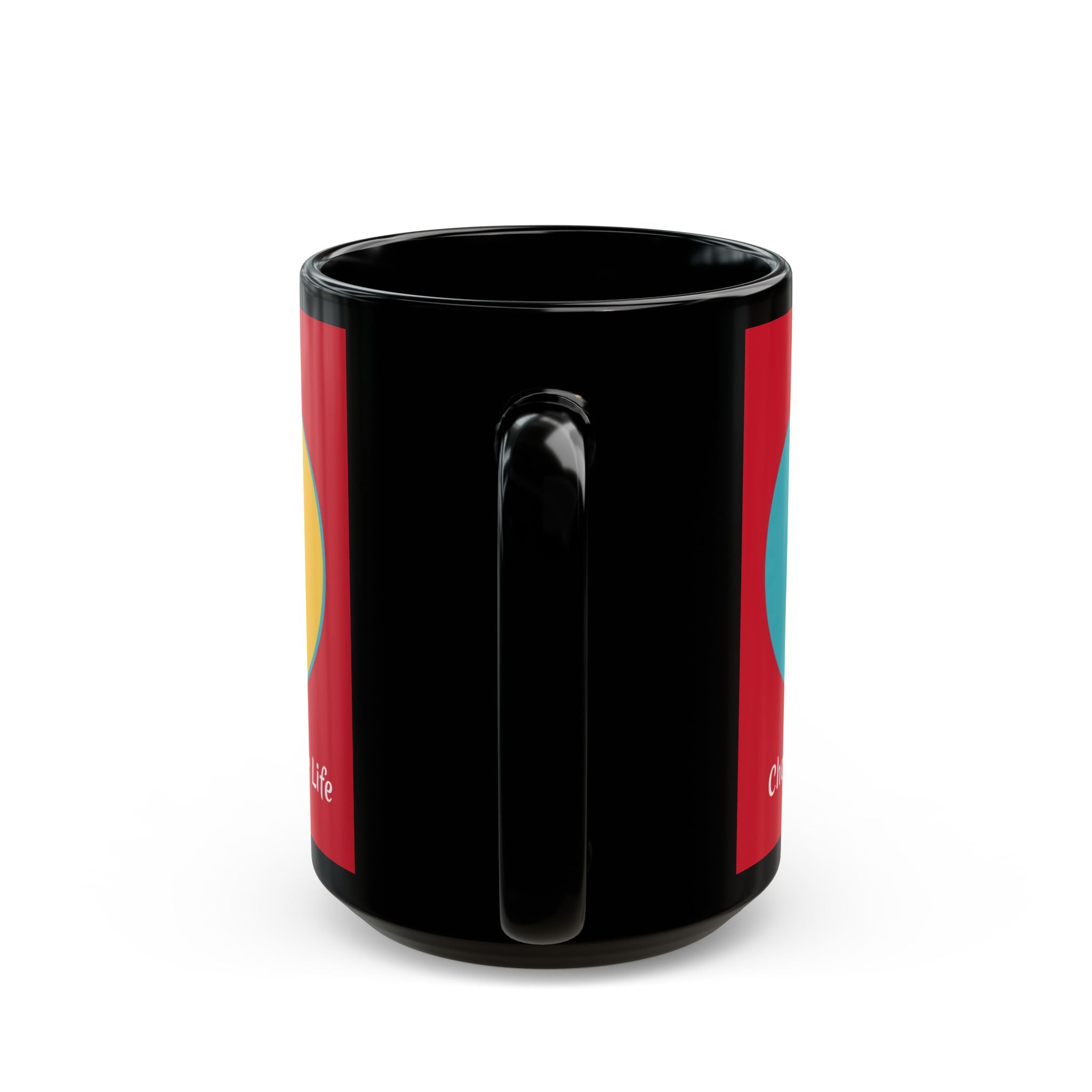 Positive Yin-Yang Black Mug — "Live a Positive Life" Motivational Coffee Cup