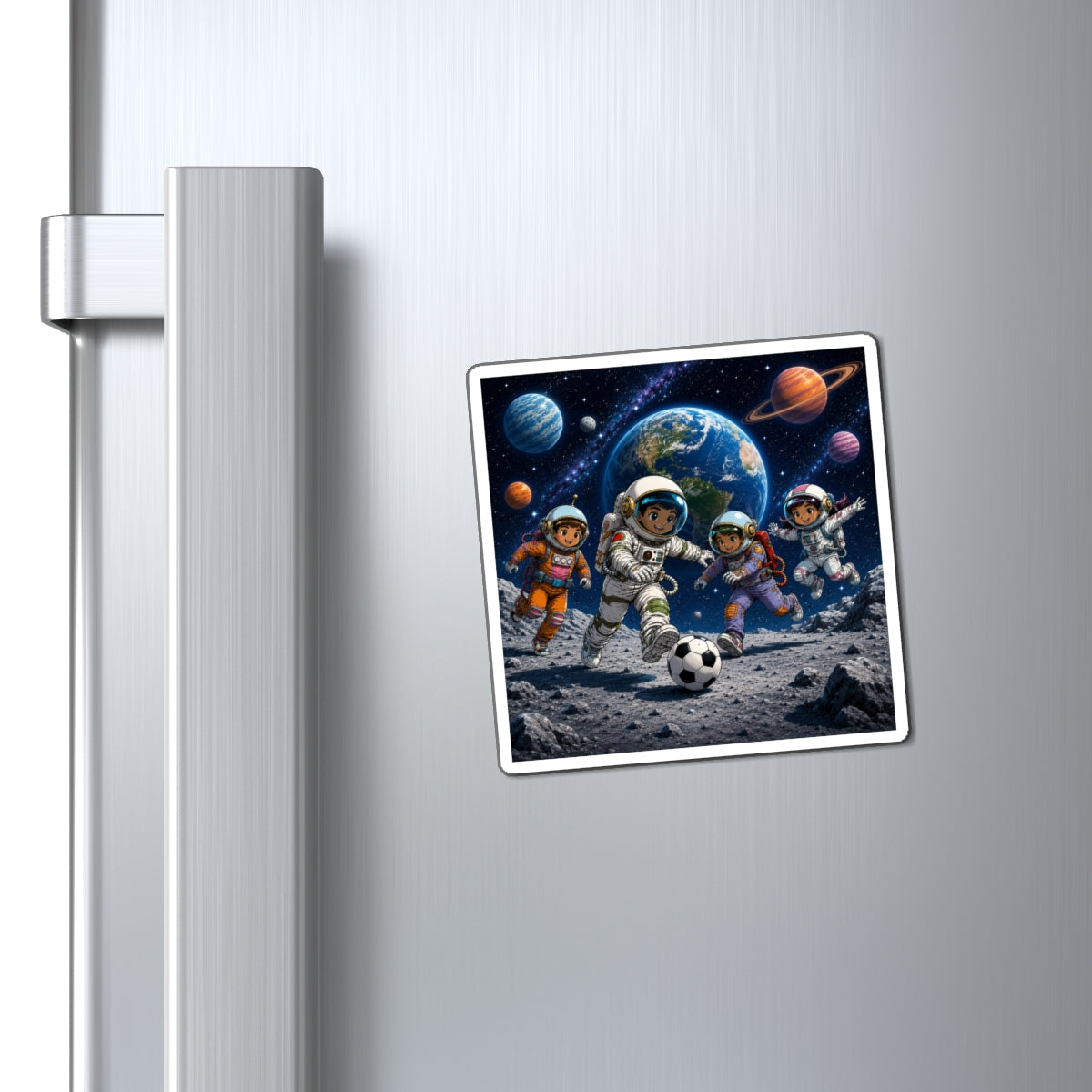 Space Soccer Astronaut Magnets — Kids’ Planetary Soccer Refrigerator Magnet