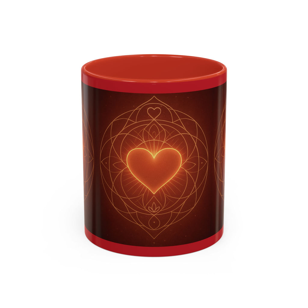 Heart Mandala Accent Coffee Mug — Glowing Love Ceramic Mug (11/15oz)