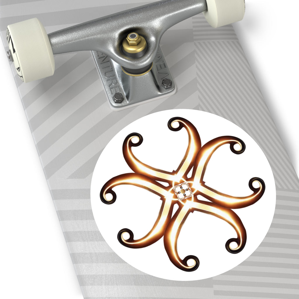 Honey-Gold Fleur Round Sticker — Decorative Laptop & Gear Decal