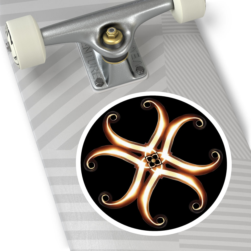 Gold Serpent Mandala Round Sticker — Decorative Indoor/Outdoor Laptop Decal