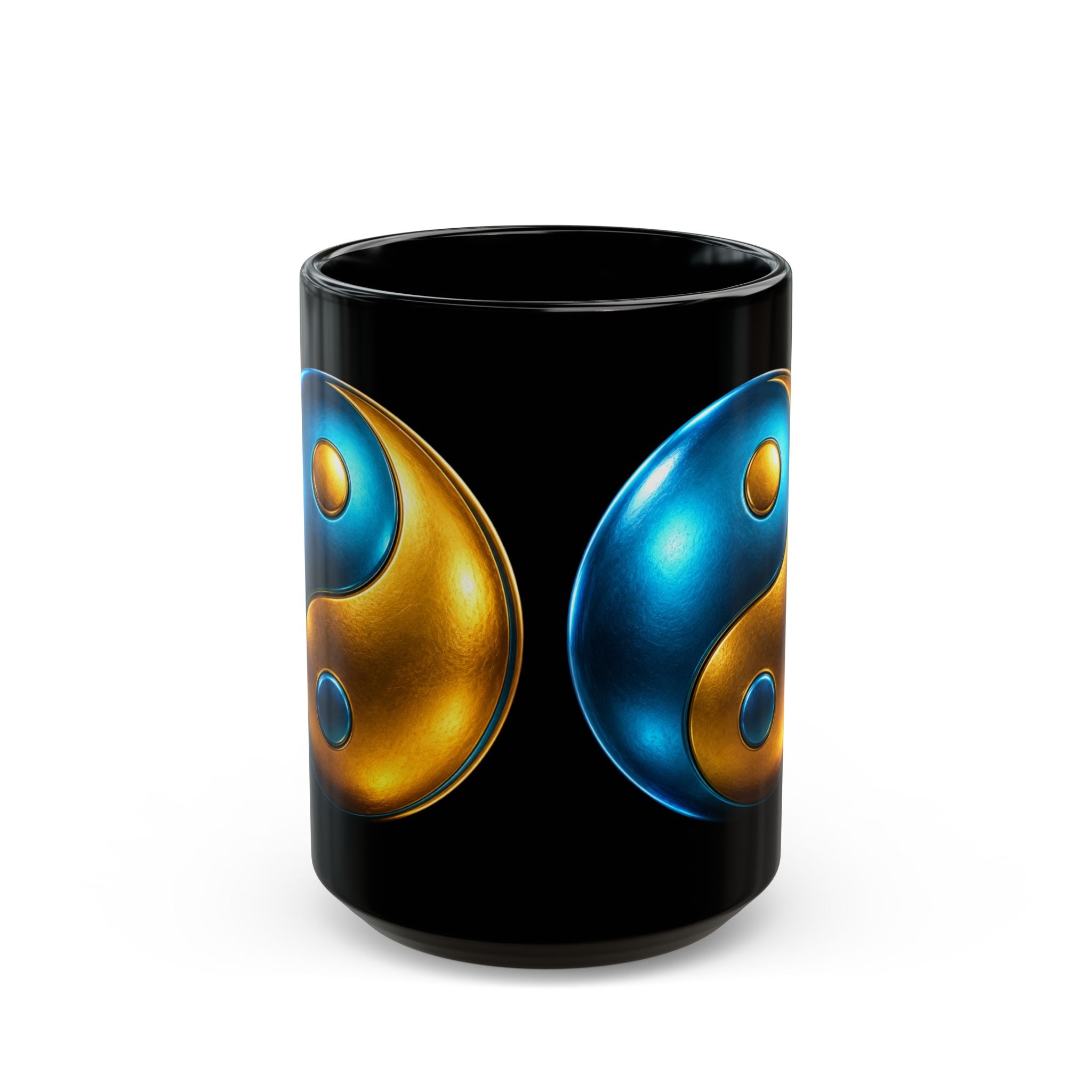 Yin Yang Metallic Blue & Gold Ceramic Mug (11oz, 15oz) — Spiritual Balance Gift