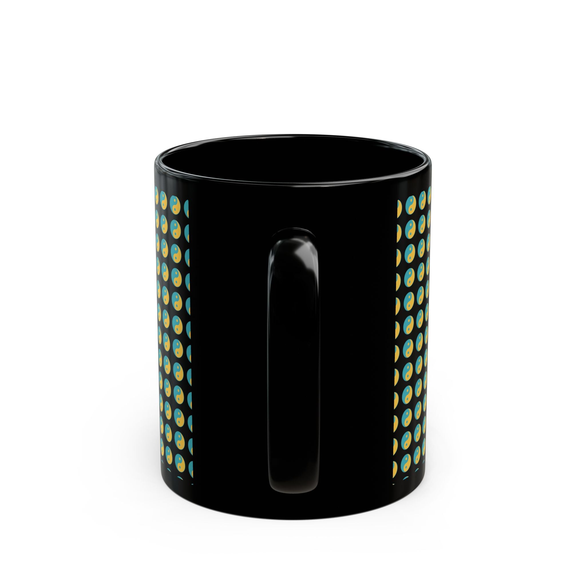 Yin Yang Dot Pattern Black Coffee Mug — 11oz & 15oz