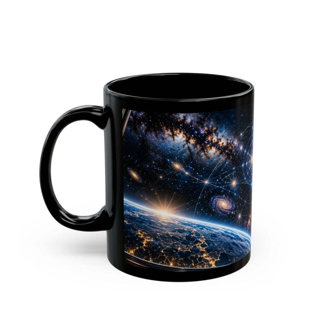 Galaxy Constellation Black Mug – Cosmic Spiral Stars & Nebula Coffee Cup (11oz/15oz)