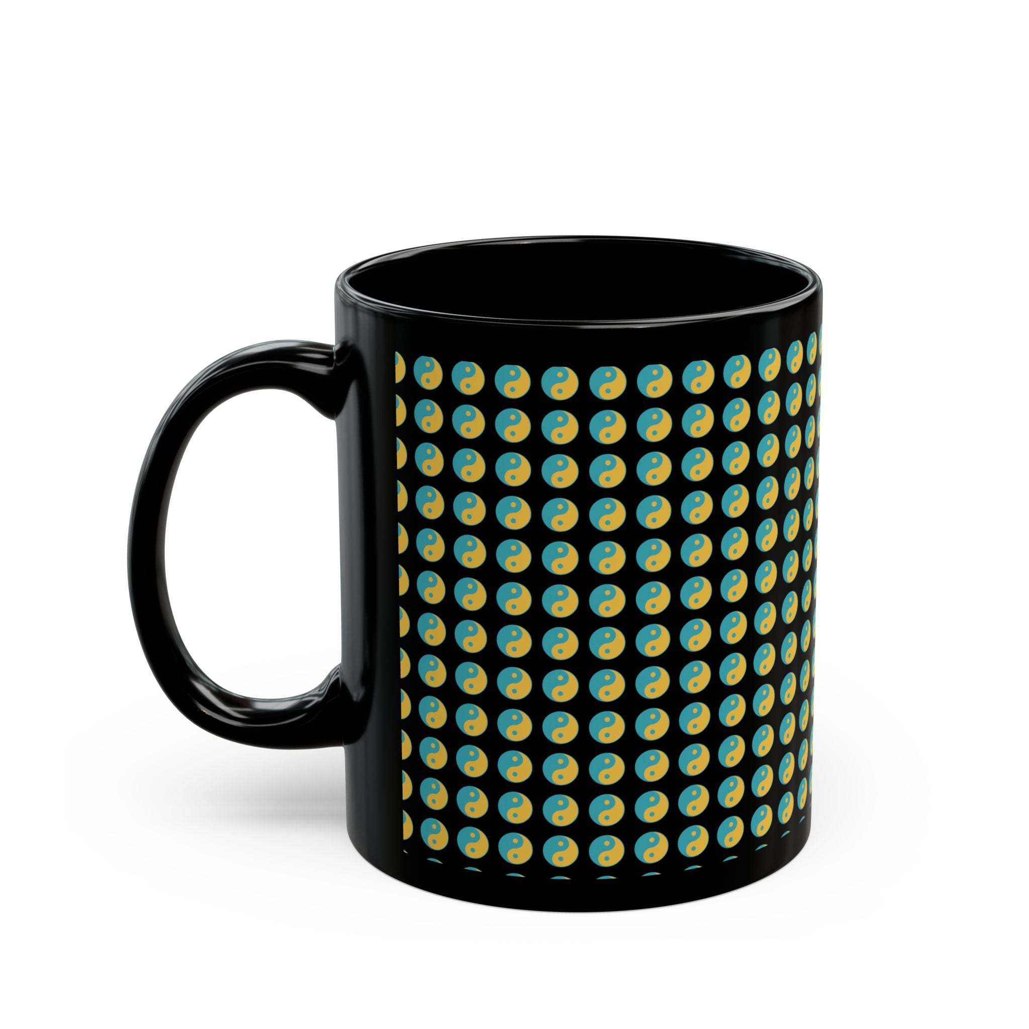 Yin Yang Dot Pattern Black Coffee Mug — 11oz & 15oz