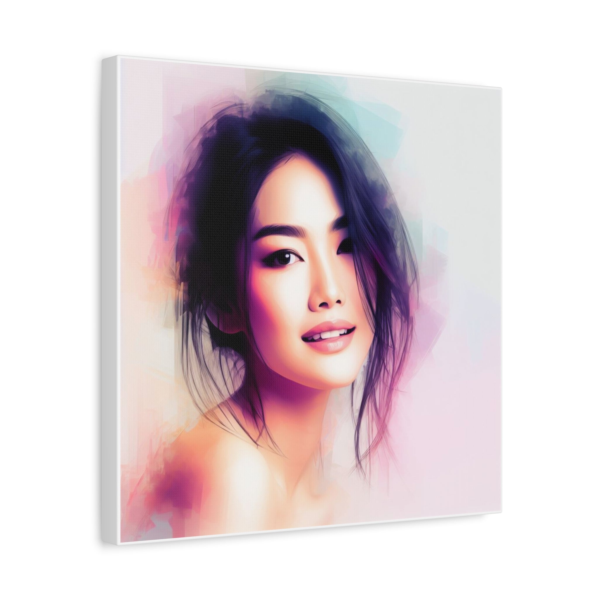 Portrait Art Canvas — Watercolor Beautiful Asian Woman Matte Stretched Canvas