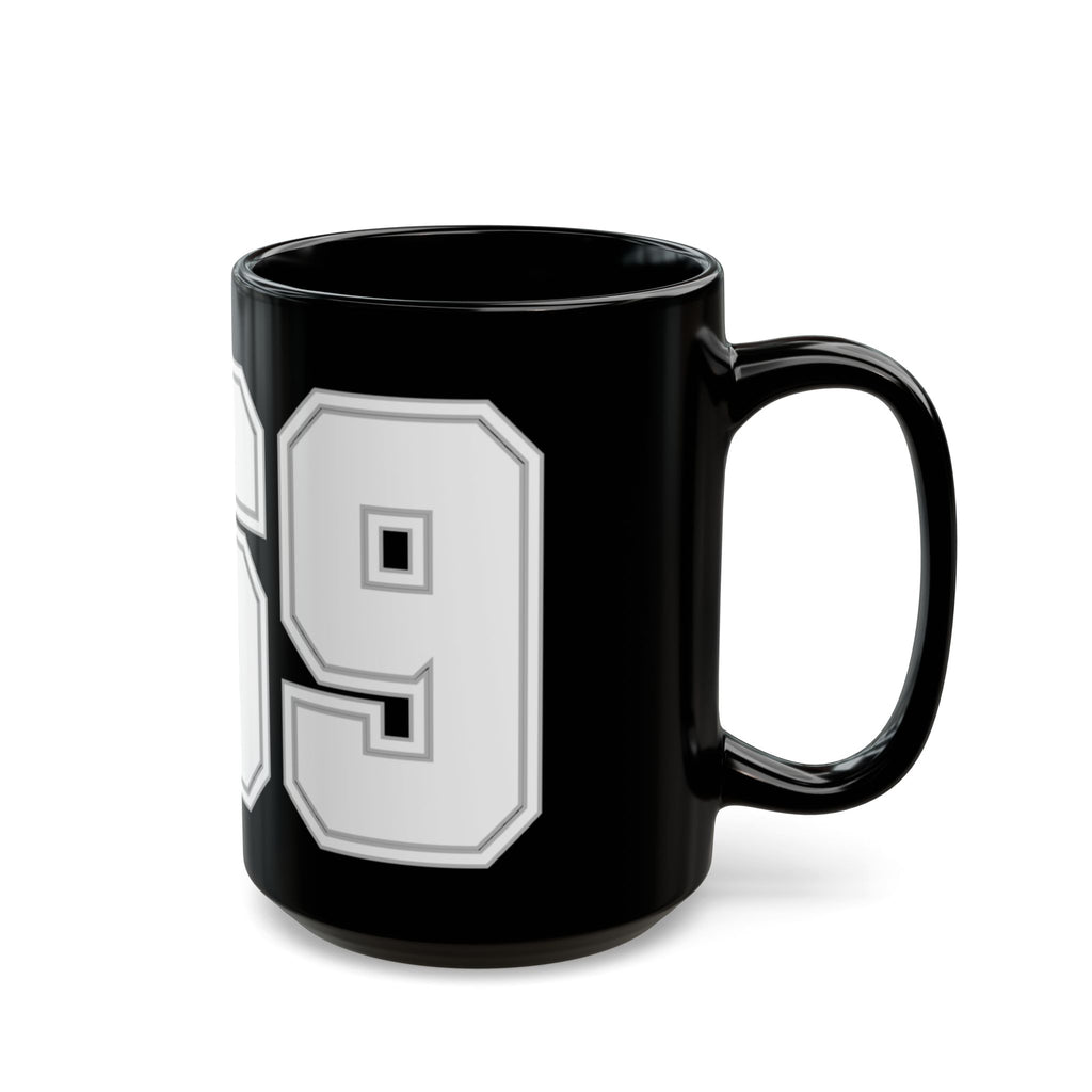 369 Retro Varsity Number Mug — Black Ceramic Sports Jersey Coffee Cup (11oz & 15oz)