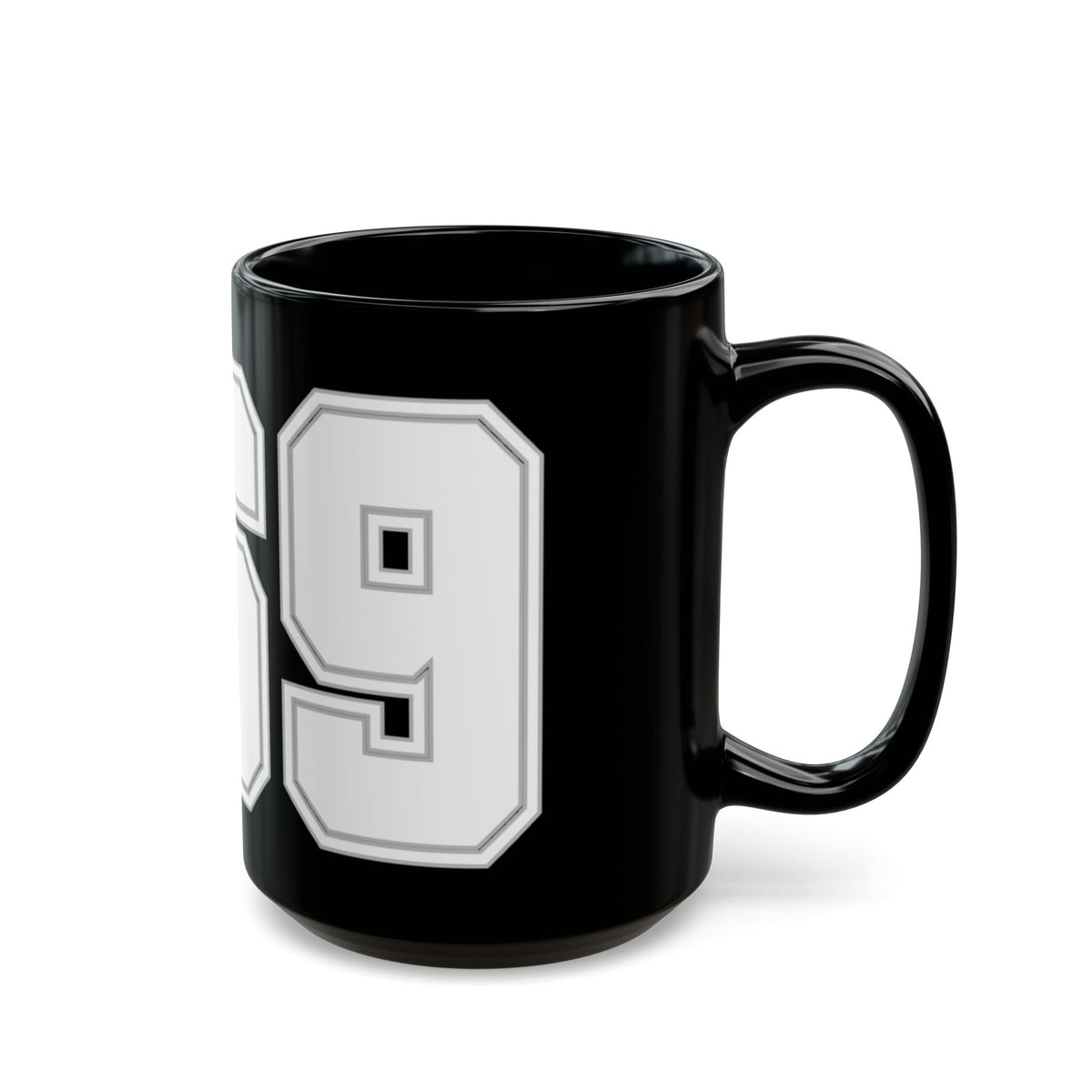 369 Retro Varsity Number Mug — Black Ceramic Sports Jersey Coffee Cup (11oz & 15oz)