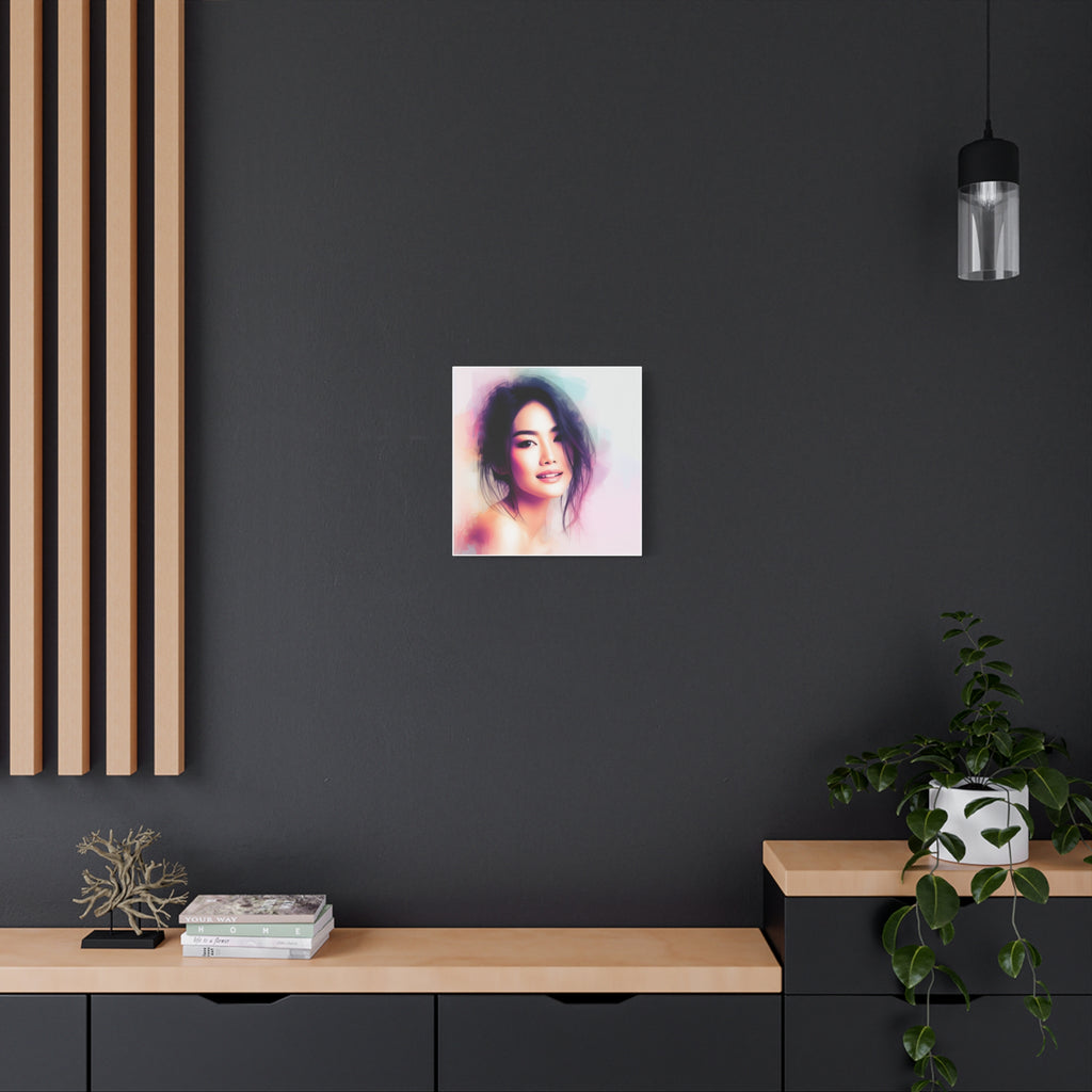 Portrait Art Canvas — Watercolor Beautiful Asian Woman Matte Stretched Canvas