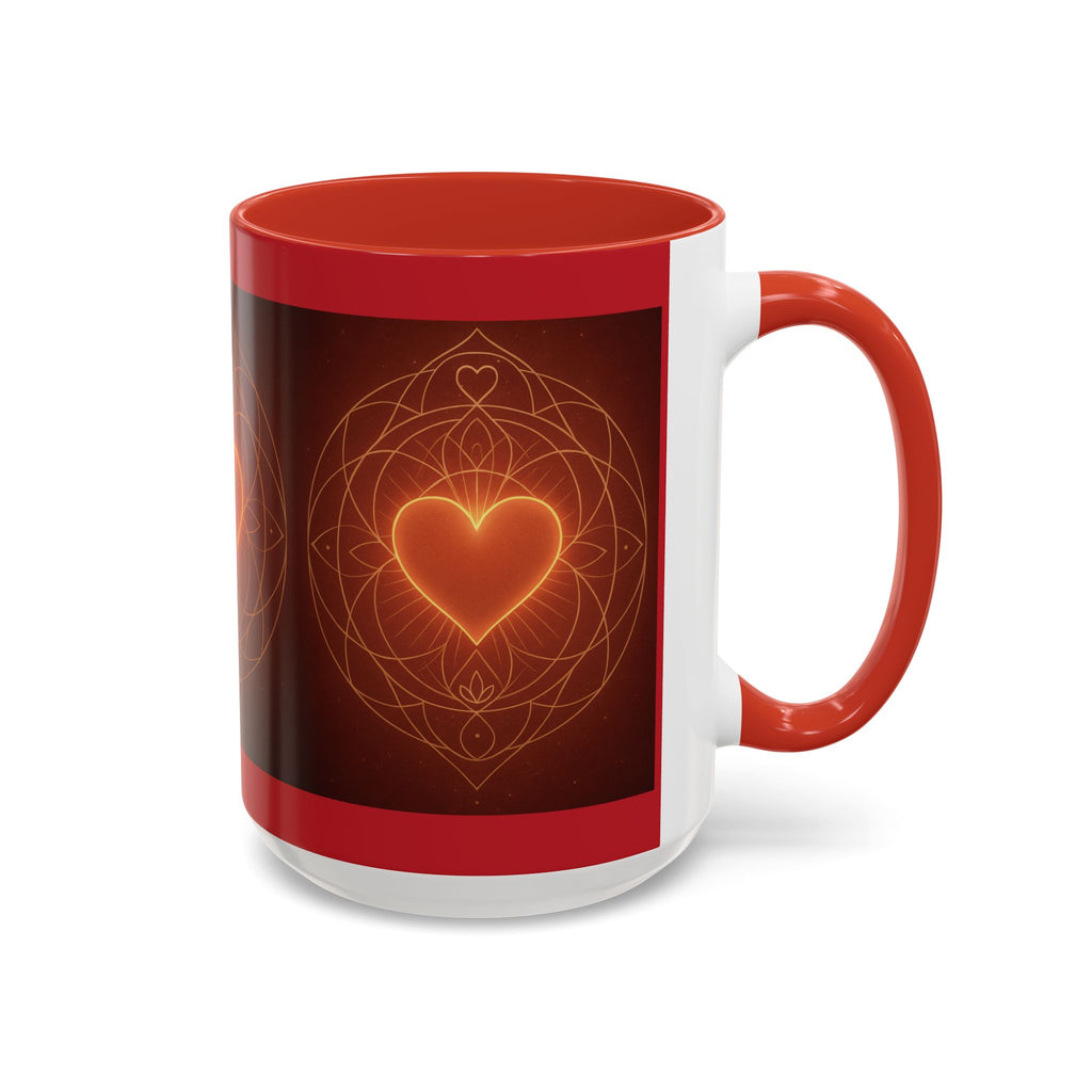 Heart Mandala Accent Coffee Mug — Glowing Love Ceramic Mug (11/15oz)