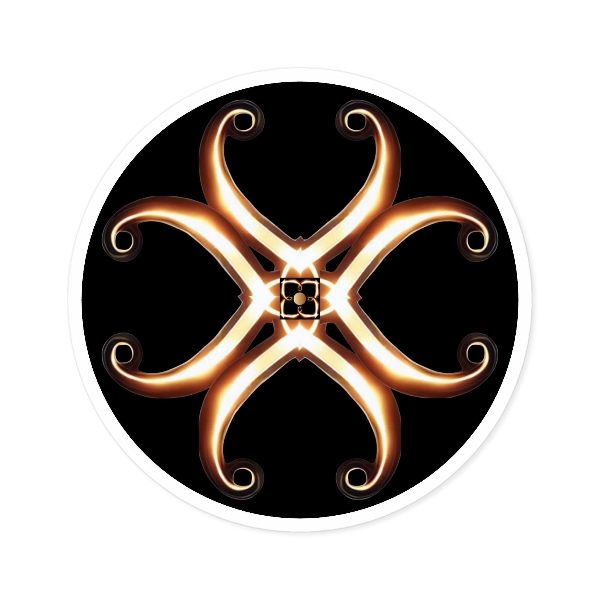 Gold Serpent Mandala Round Sticker — Decorative Indoor/Outdoor Laptop Decal