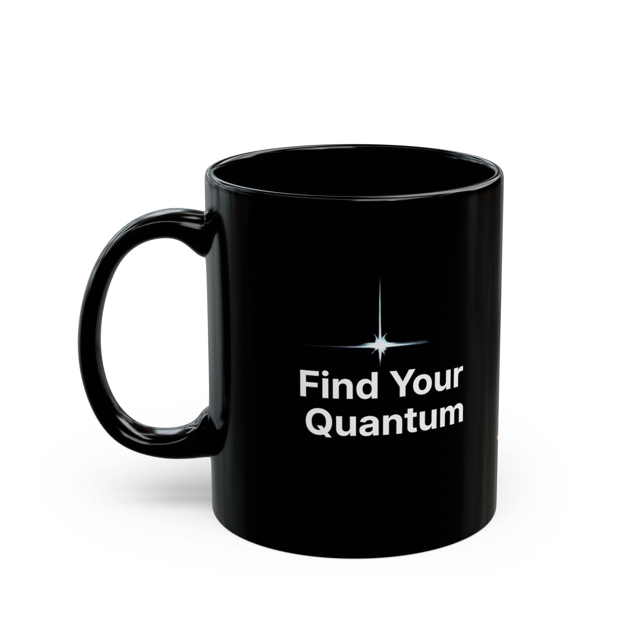 Find Your Quantum Black Mug — Inspirational Coffee Cup with Star Logo (11oz/15oz)