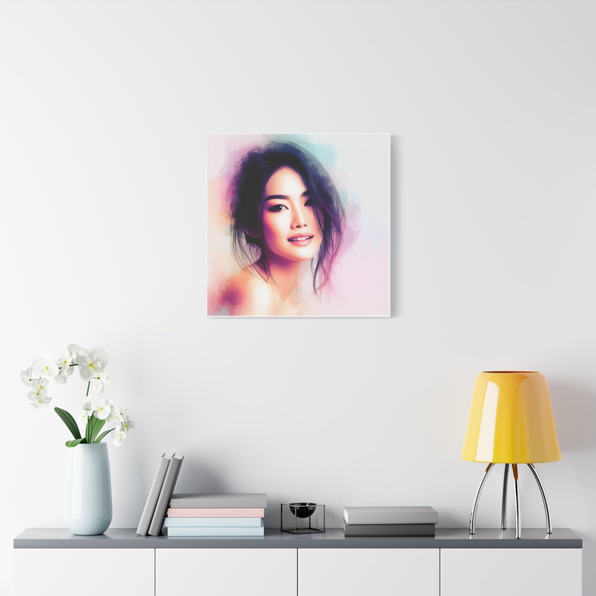 Portrait Art Canvas — Watercolor Beautiful Asian Woman Matte Stretched Canvas