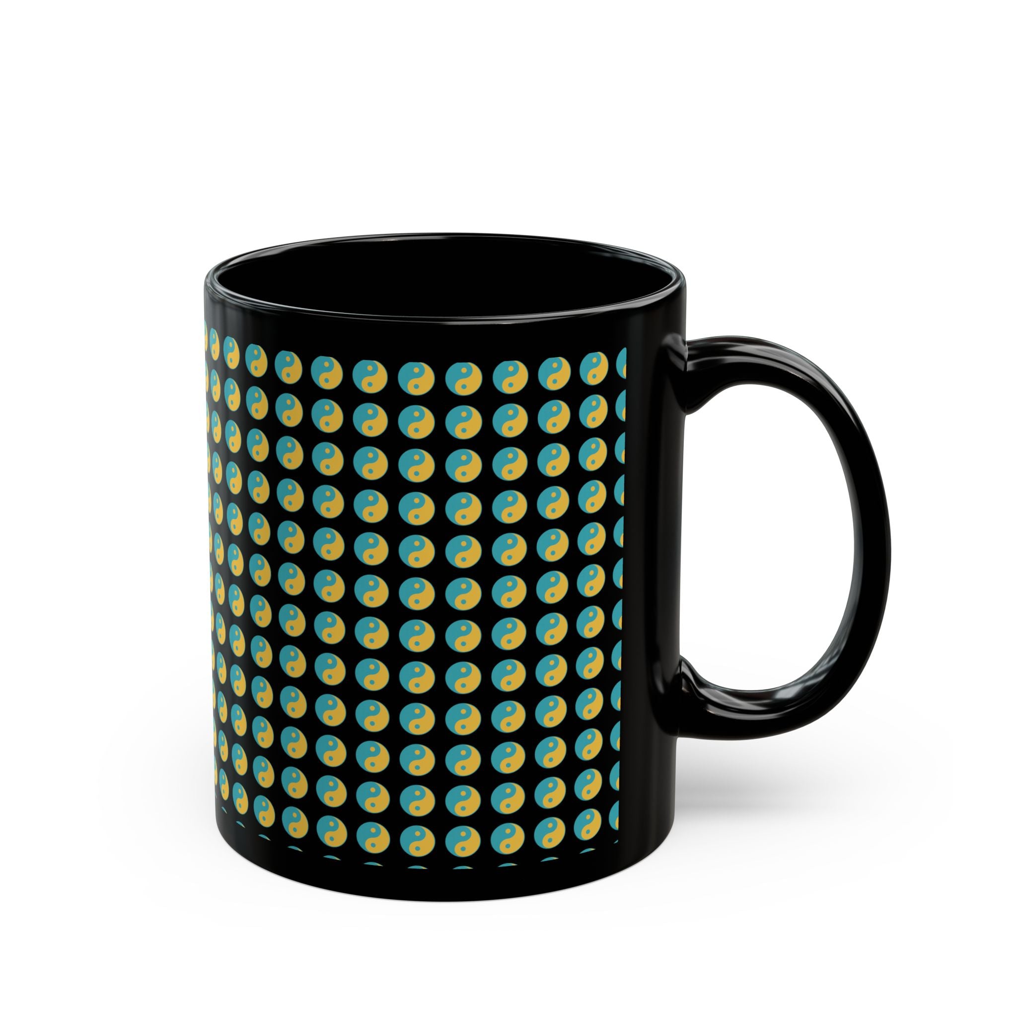 Yin Yang Dot Pattern Black Coffee Mug — 11oz & 15oz