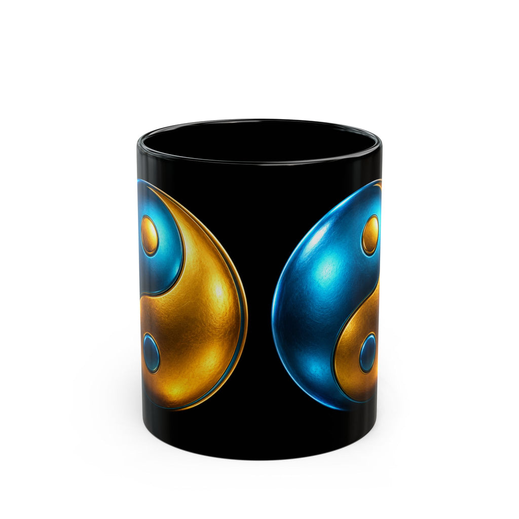 Yin Yang Metallic Blue & Gold Ceramic Mug (11oz, 15oz) — Spiritual Balance Gift