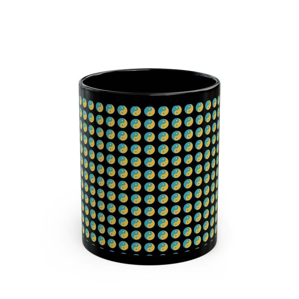 Yin Yang Dot Pattern Black Coffee Mug — 11oz & 15oz