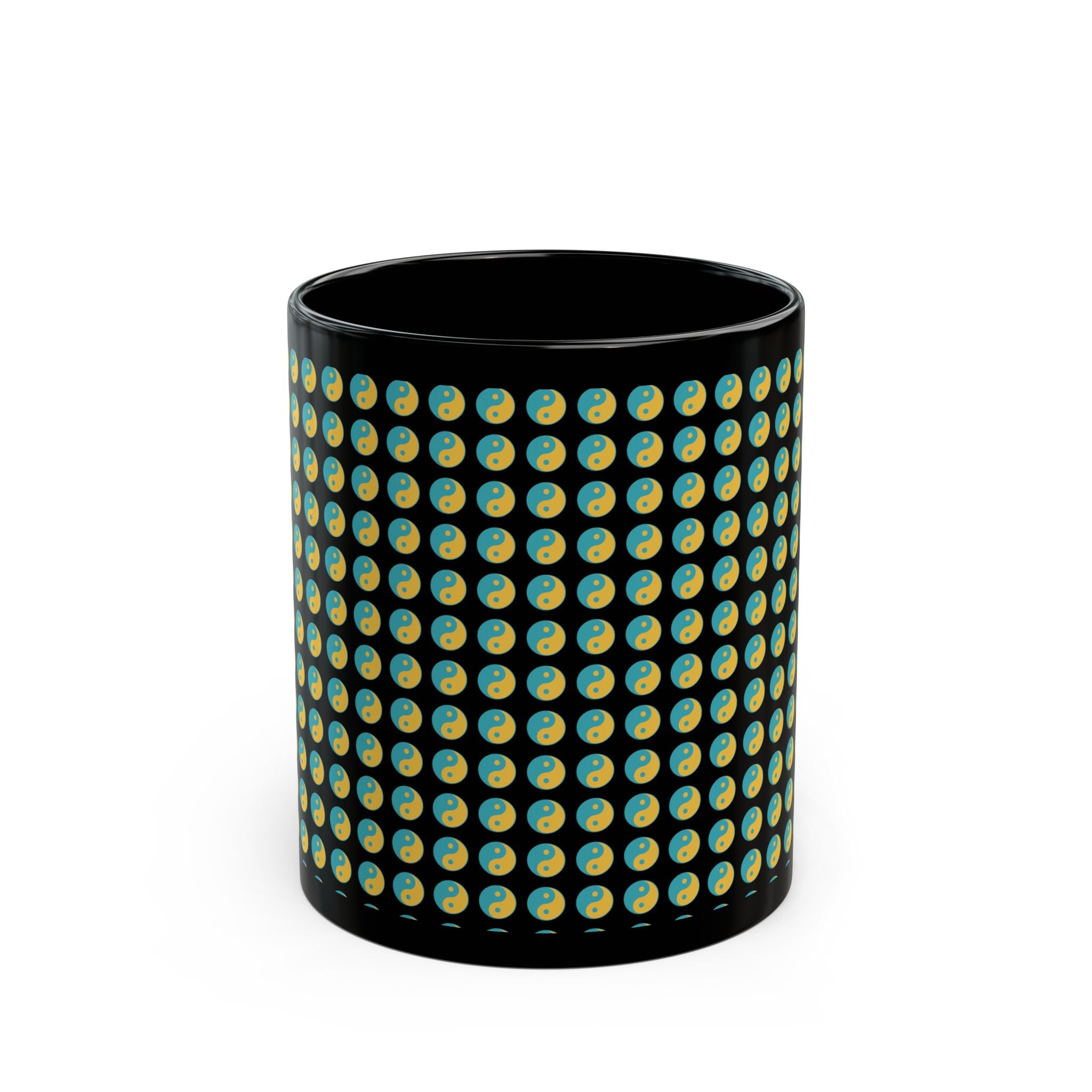 Yin Yang Dot Pattern Black Coffee Mug — 11oz & 15oz