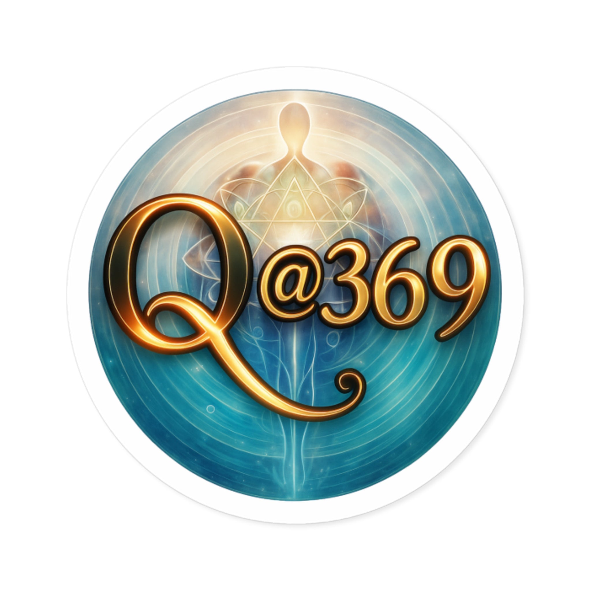 Q@369 Spiritual Logo Round Sticker — Metaphysical Chakra Artwork (Indoor/Outdoor)