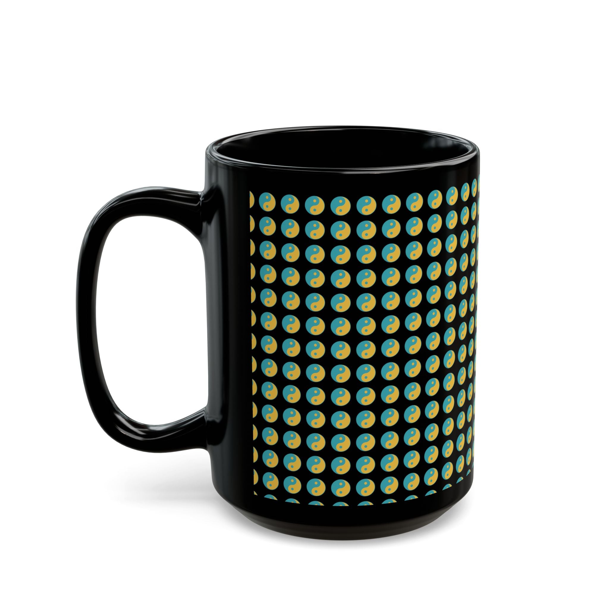 Yin Yang Dot Pattern Black Coffee Mug — 11oz & 15oz