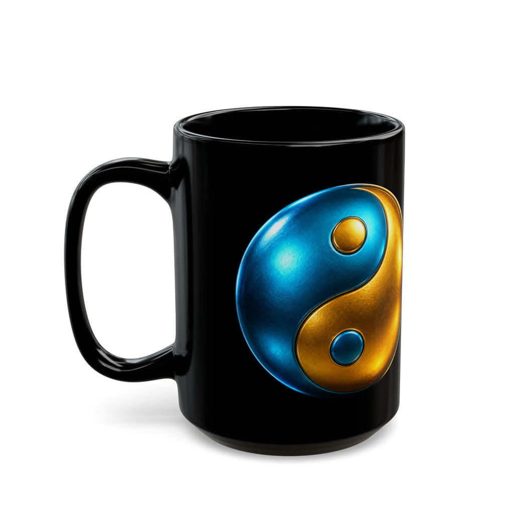 Yin Yang Metallic Blue & Gold Ceramic Mug (11oz, 15oz) — Spiritual Balance Gift