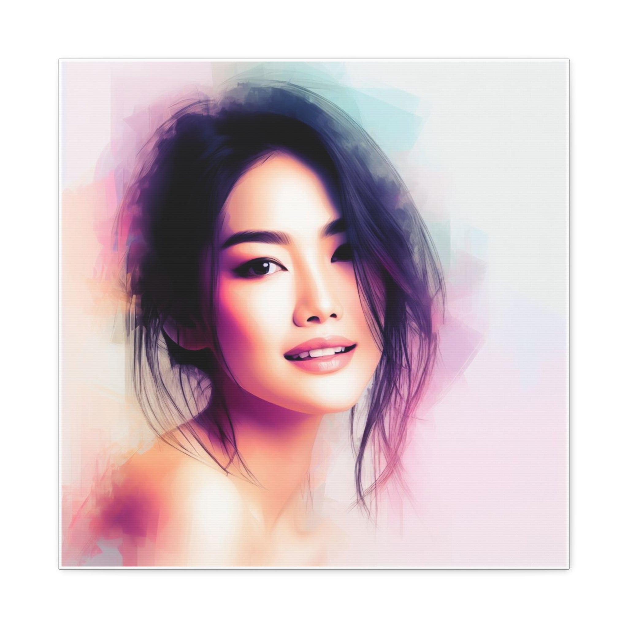 Portrait Art Canvas — Watercolor Beautiful Asian Woman Matte Stretched Canvas