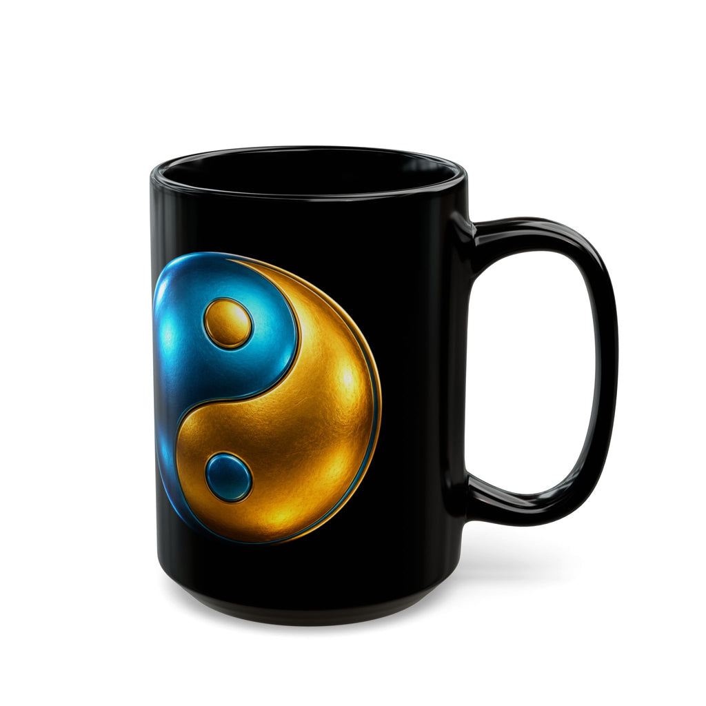 Yin Yang Metallic Blue & Gold Ceramic Mug (11oz, 15oz) — Spiritual Balance Gift