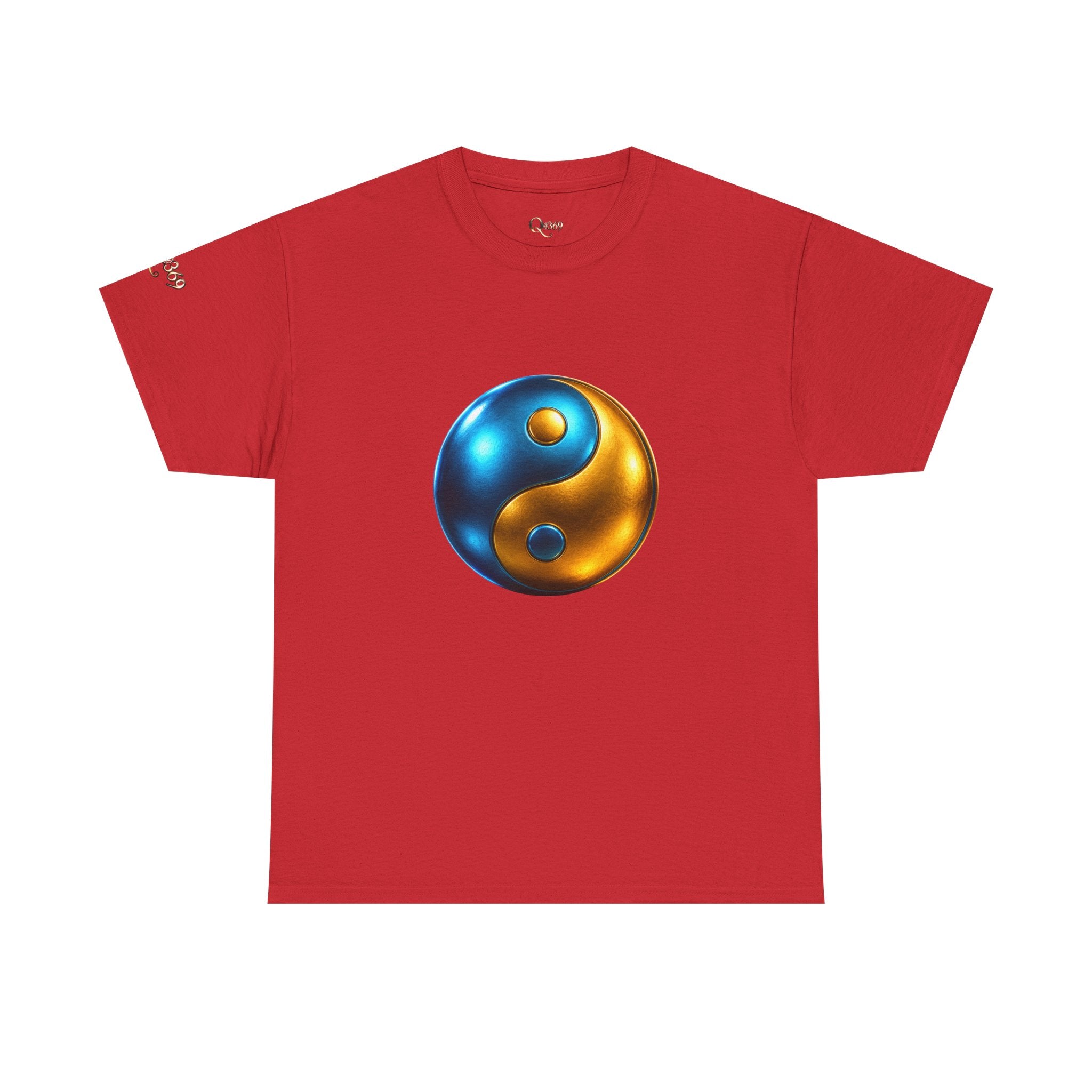 Yin Yang Metallic Graphic Tee — Blue & Gold Balance T-Shirt