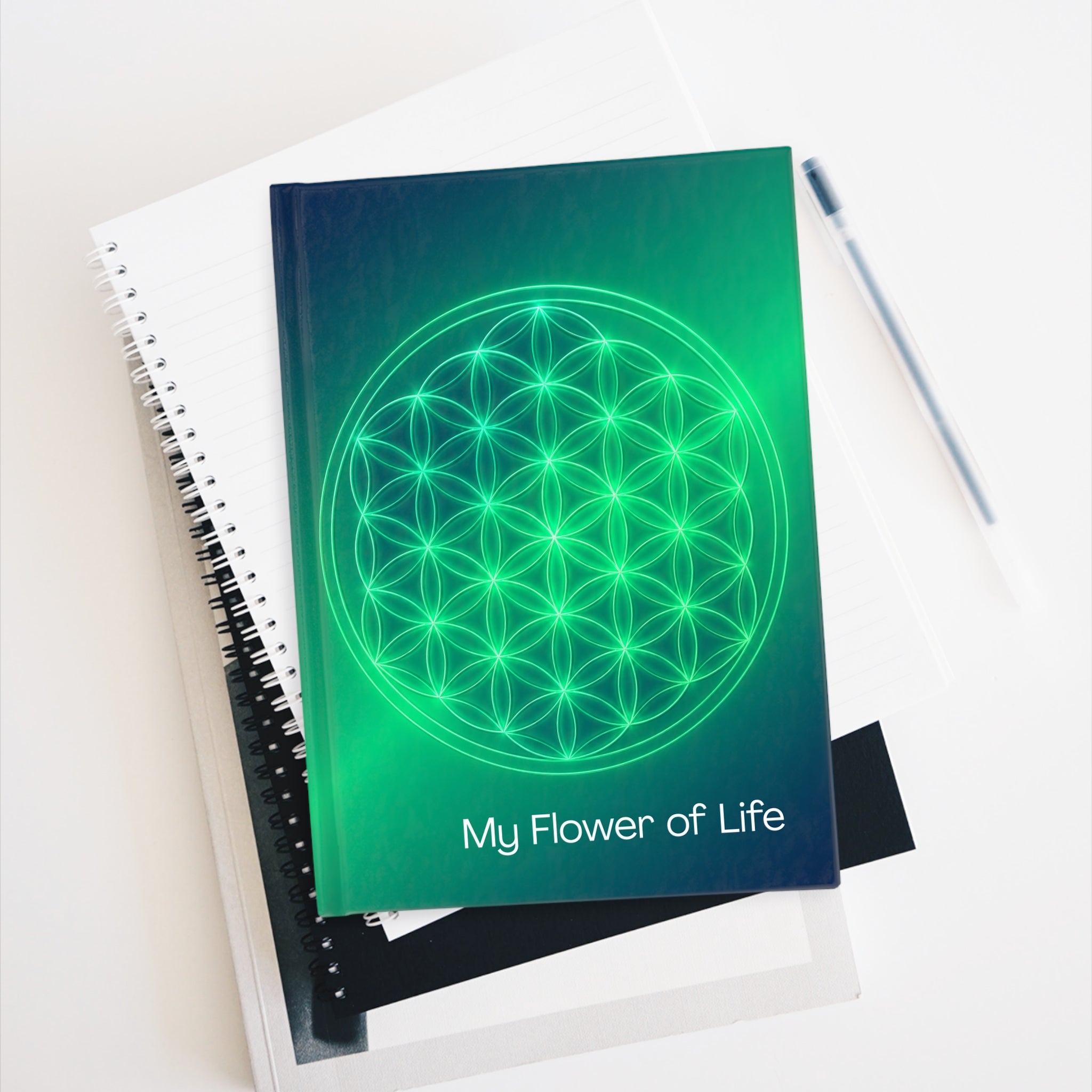 Flower of Life Journal — Spiritual Grid Notebook with "My Flower of Life" Design