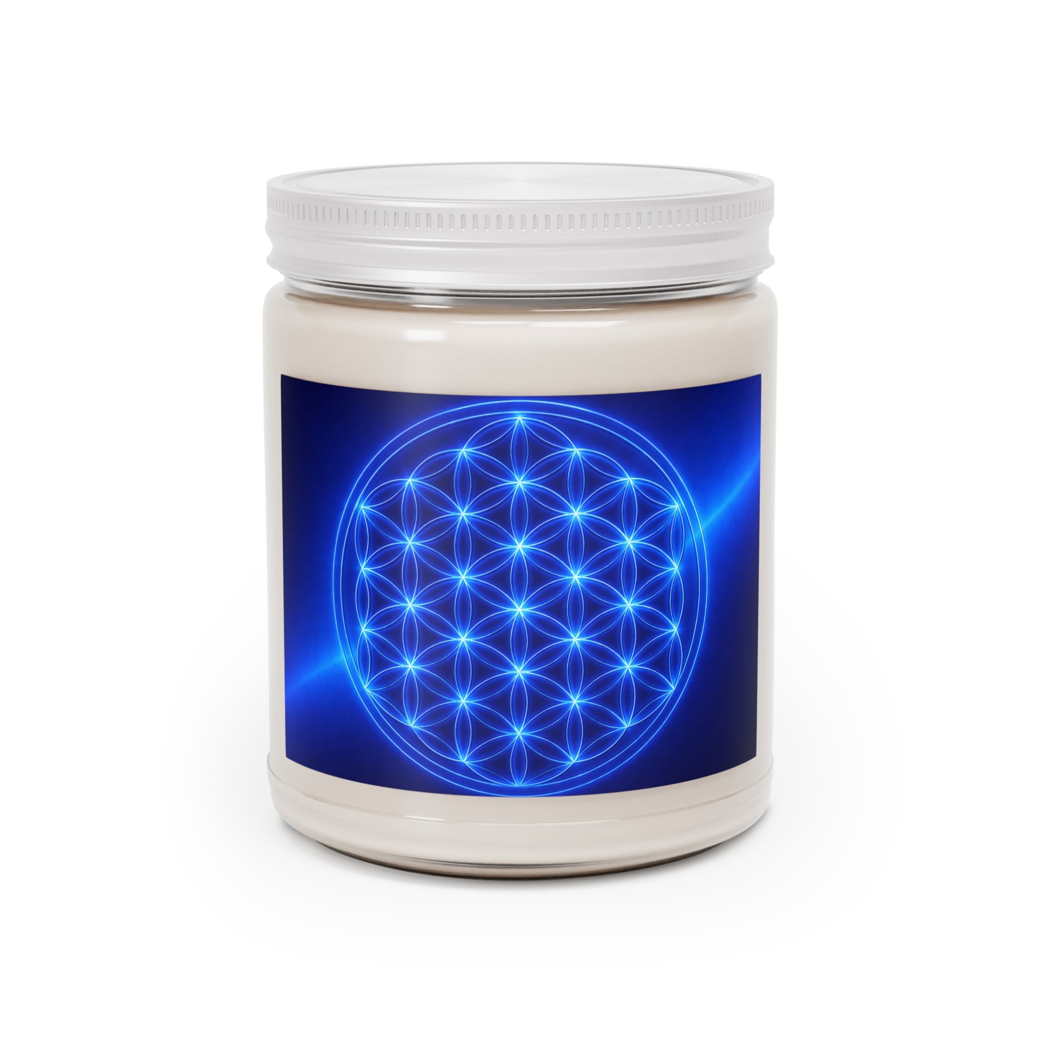 Soy Candle — Royal Blue Flower of Life Scented Jar (9 oz)