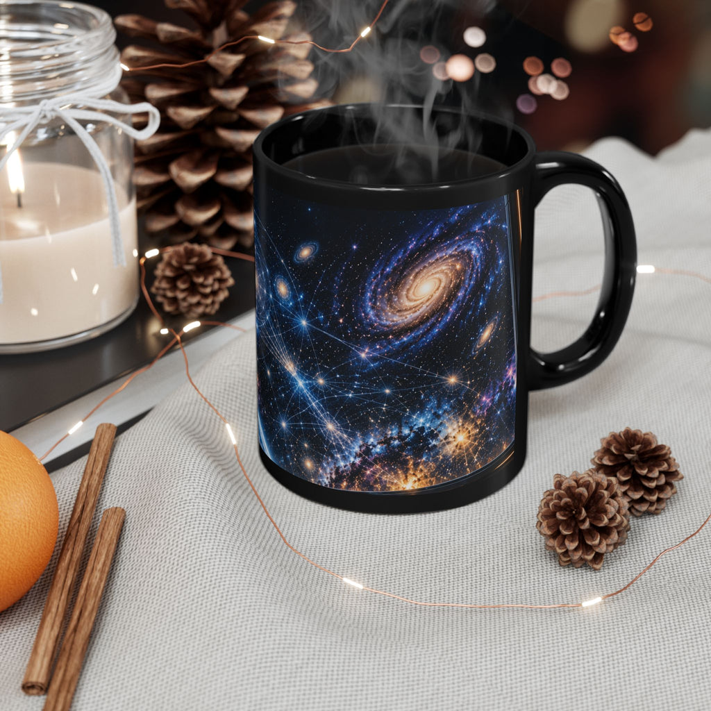 Galaxy Constellation Black Mug – Cosmic Spiral Stars & Nebula Coffee Cup (11oz/15oz)