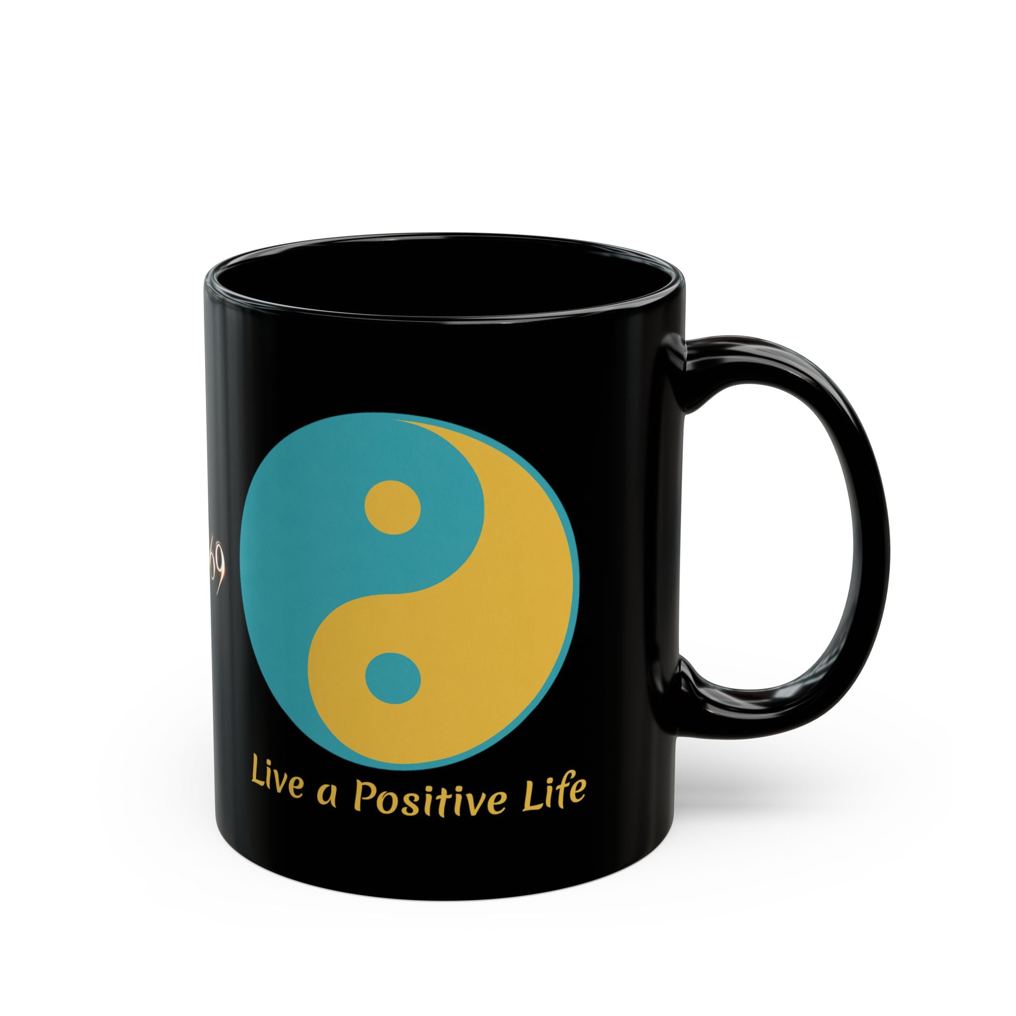Yin Yang Black Mug -Choose Positivity Coffee Cup 11oz.