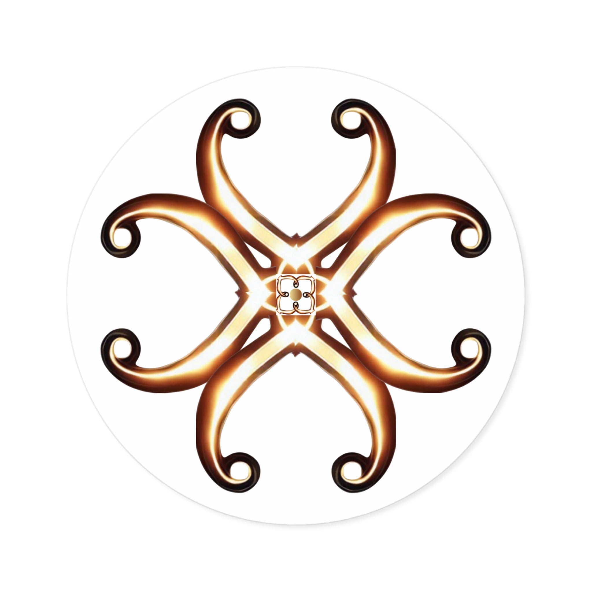 Honey-Gold Fleur Round Sticker — Decorative Laptop & Gear Decal