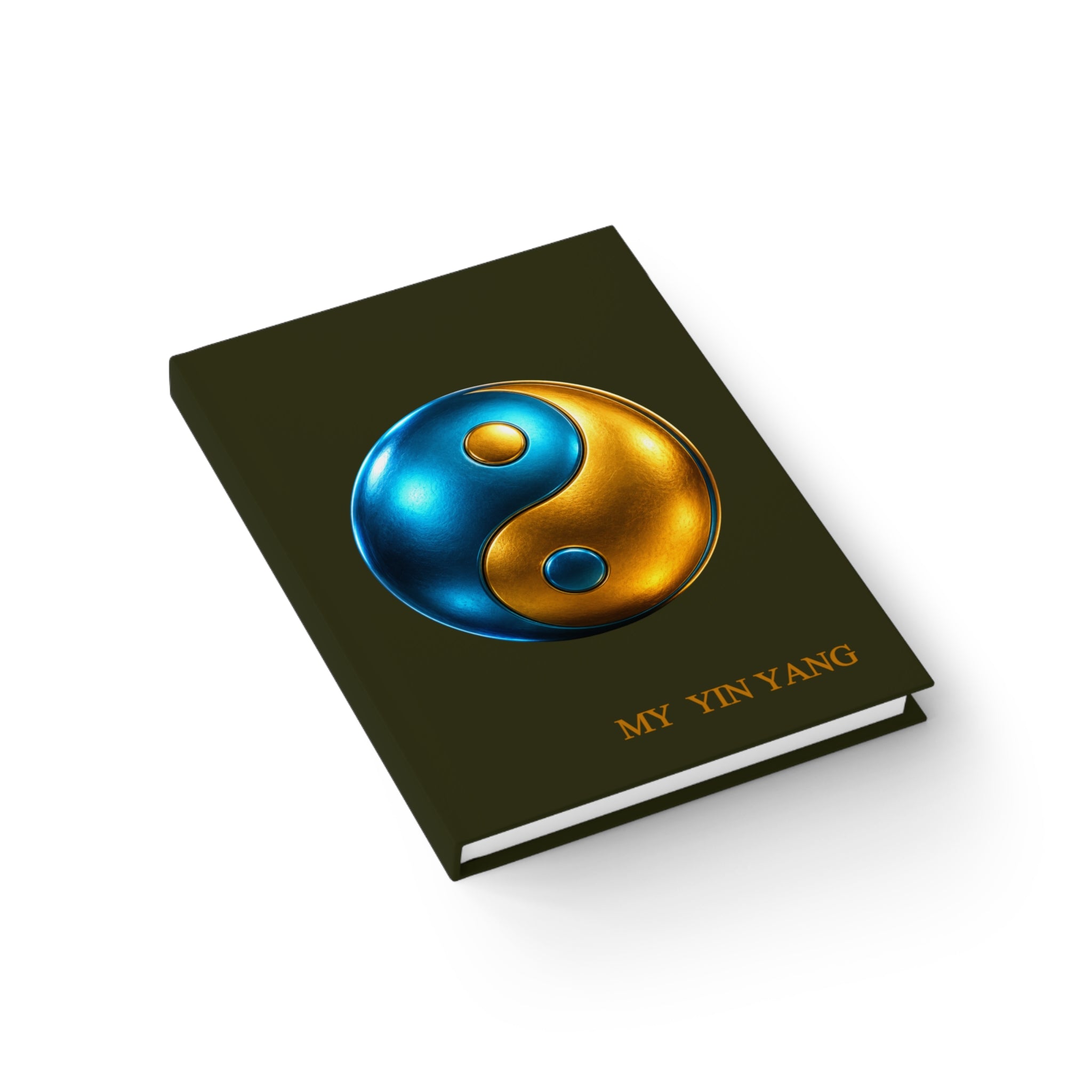 Yin Yang Hardcover Journal — 'My Yin Yang' Metallic Blue & Gold Design