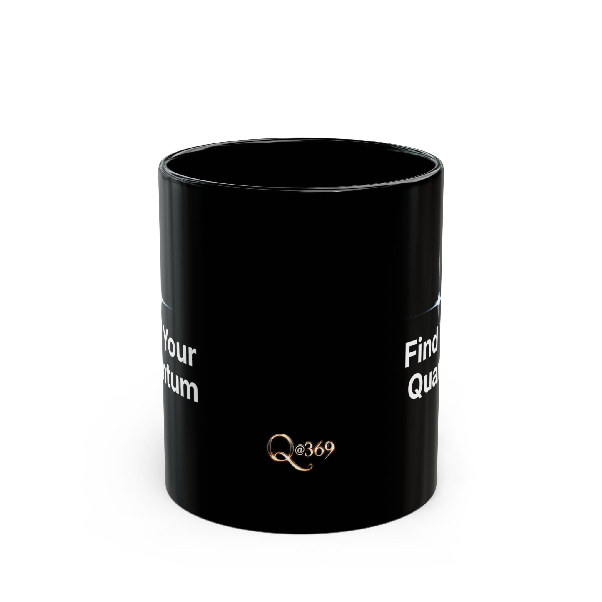 Find Your Quantum Black Mug — Inspirational Coffee Cup with Star Logo (11oz/15oz)