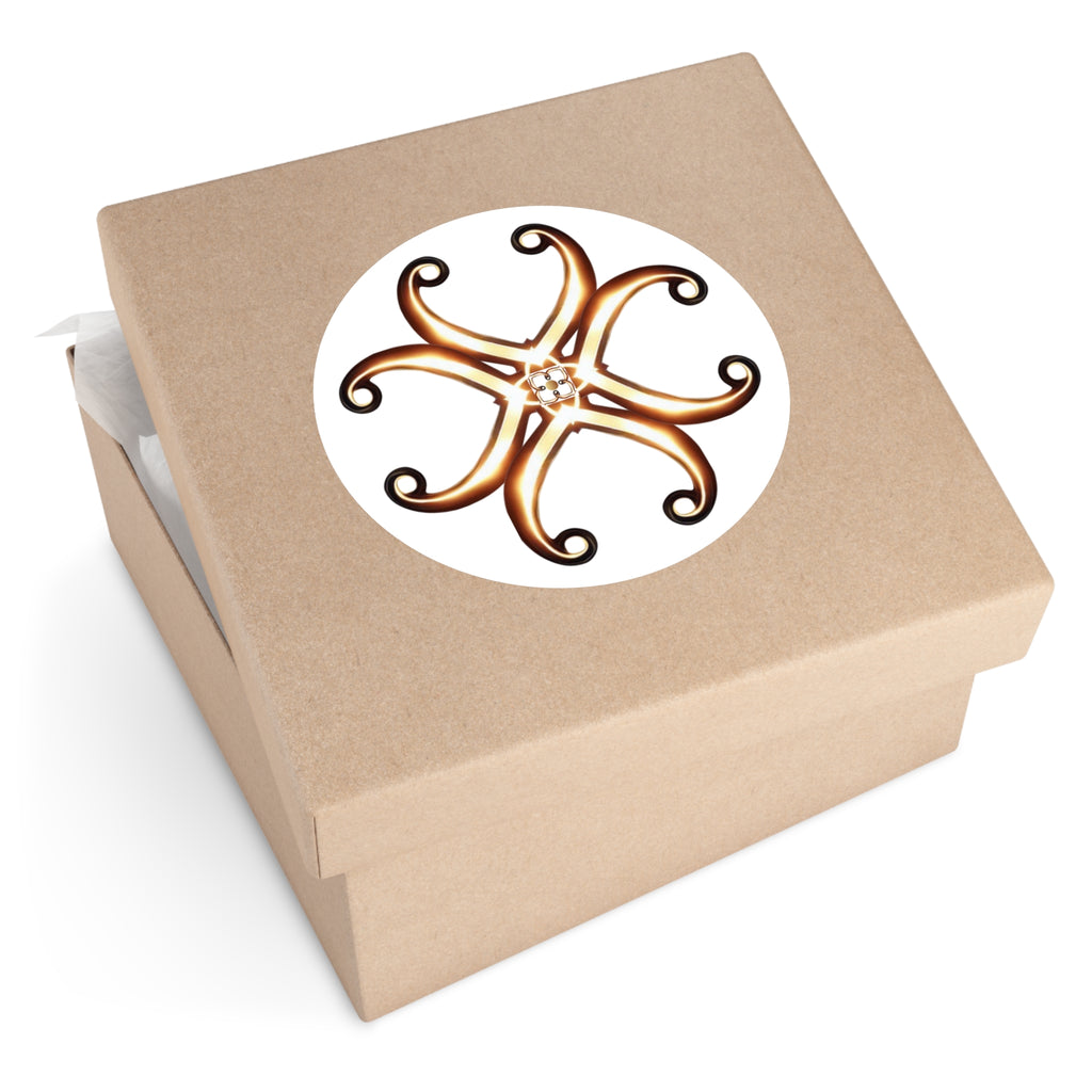 Honey-Gold Fleur Round Sticker — Decorative Laptop & Gear Decal