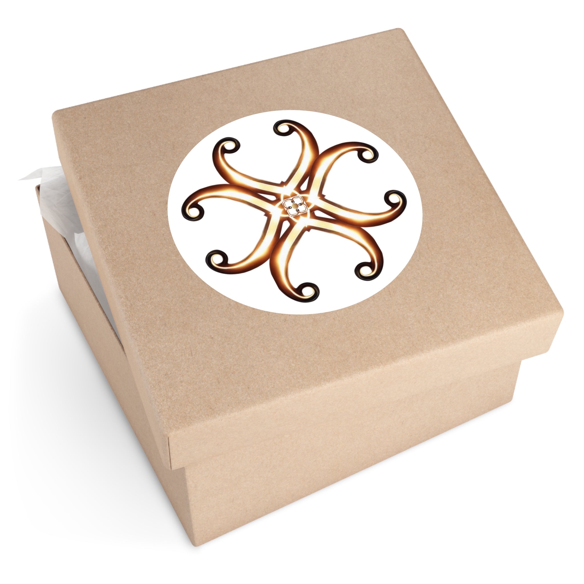 Honey-Gold Fleur Round Sticker — Decorative Laptop & Gear Decal