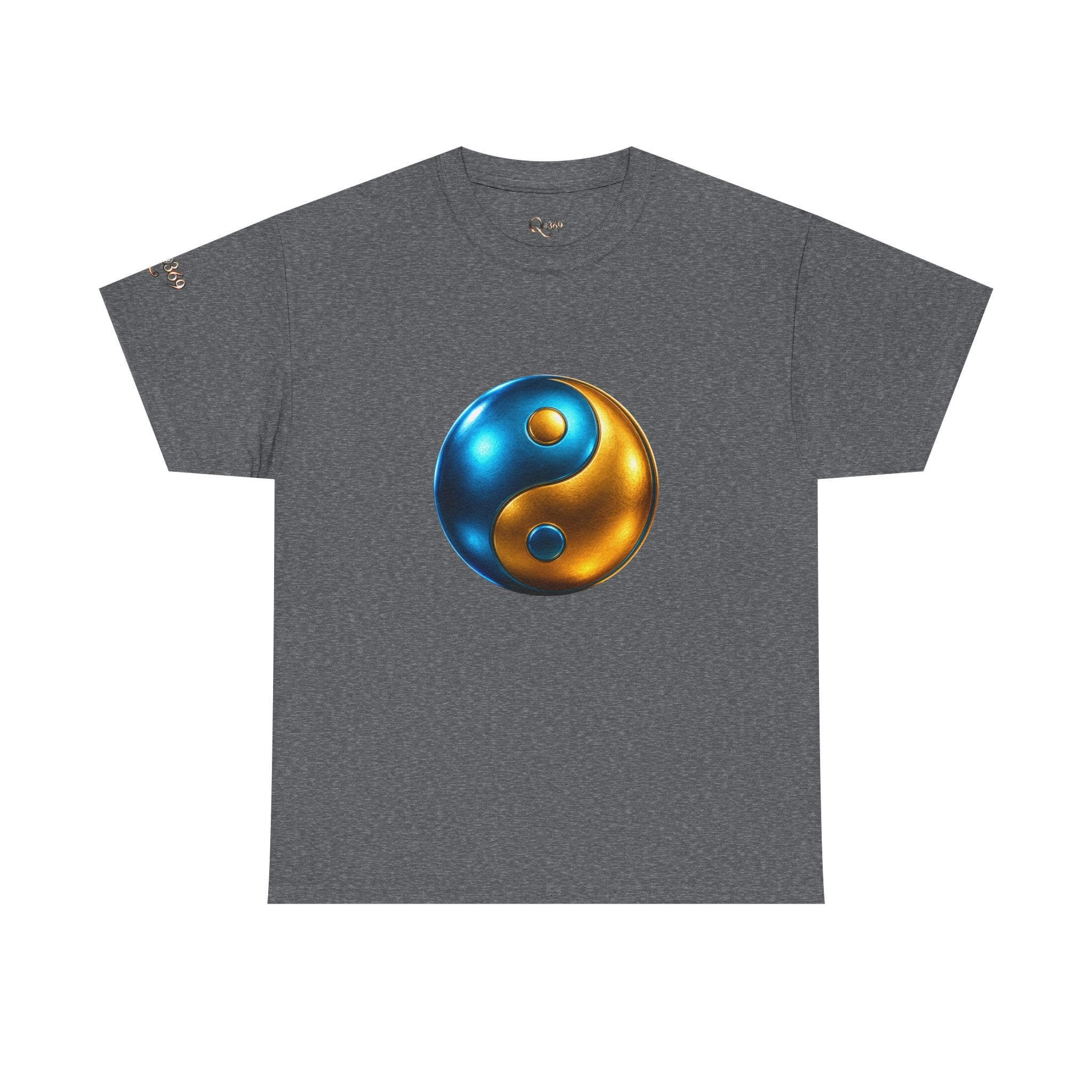 Yin Yang Metallic Graphic Tee — Blue & Gold Balance T-Shirt
